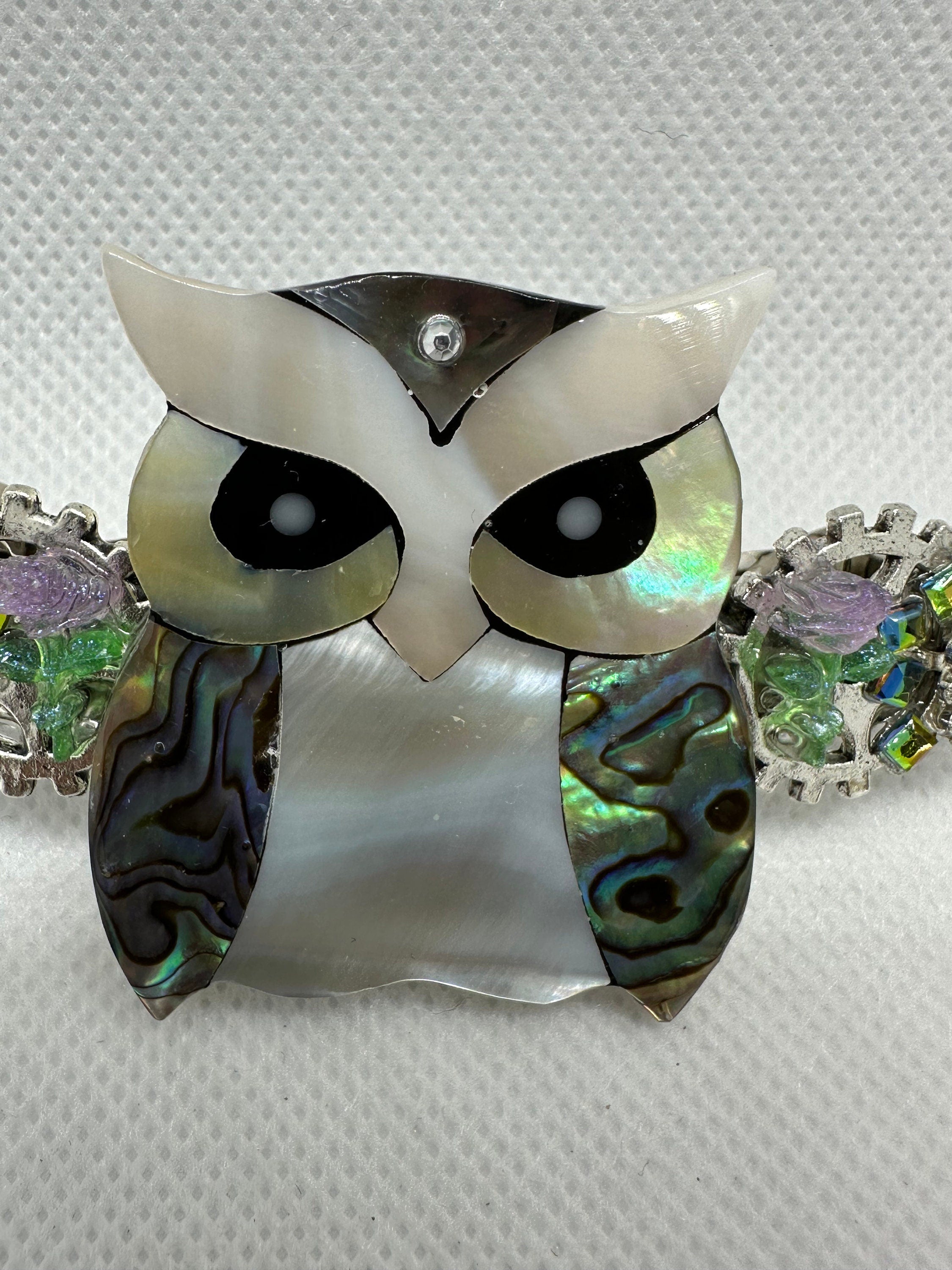 Steampunk Iridescent Owl Hair Clip