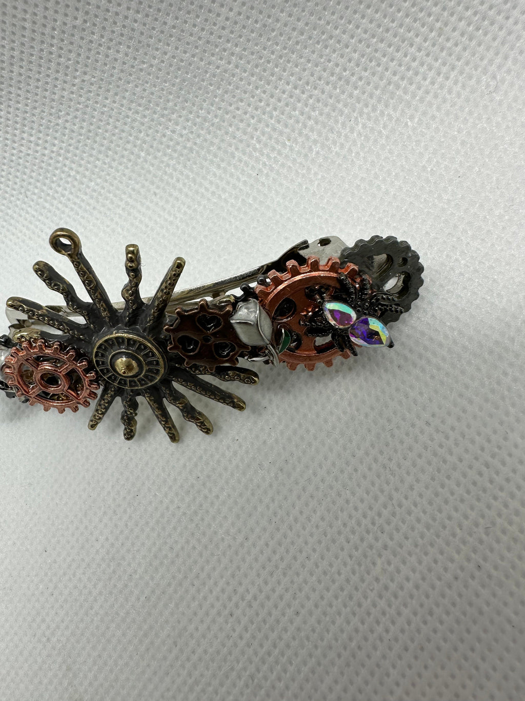 Steampunk Spikey Sun with spiders Hairclip