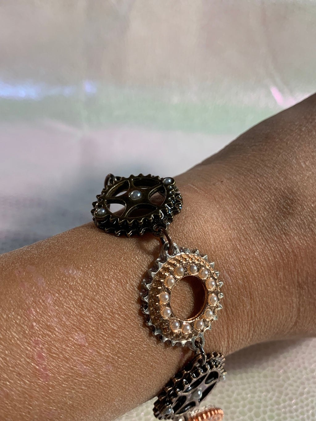 Metal Gear Pearly Steampunk Bracelet