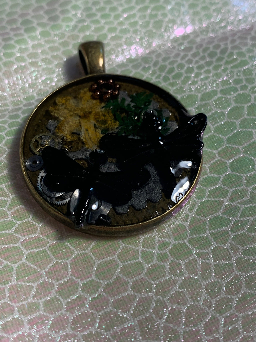 Steampunk Two Black Dragonflies Keychain