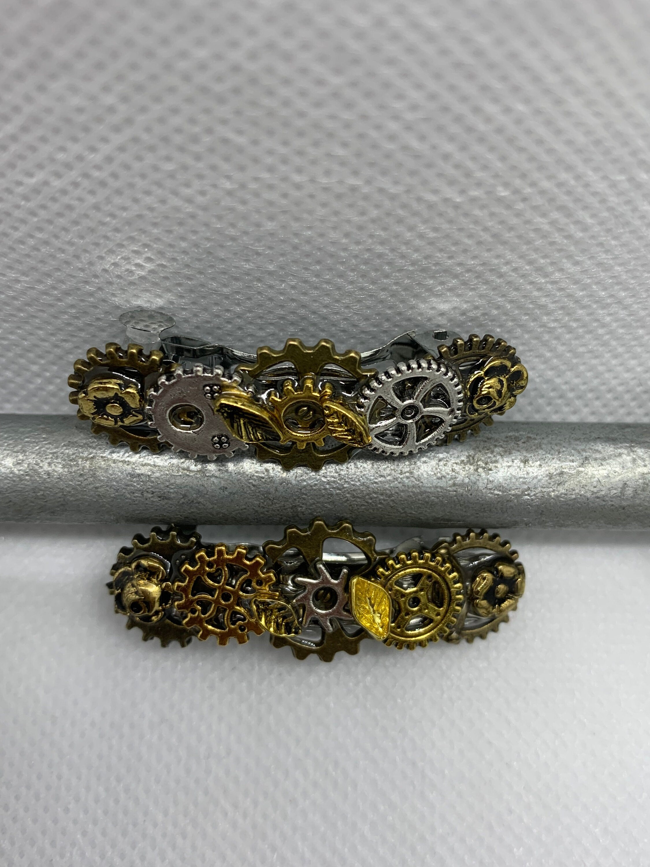 Tiny French Barrettes Hair clips Metal Steampunk