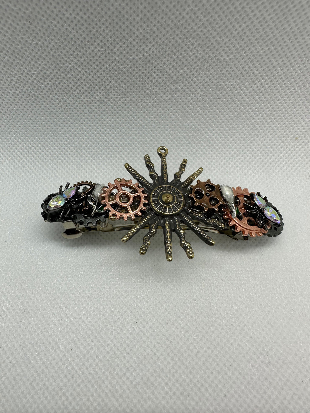 Steampunk Spikey Sun with spiders Hairclip