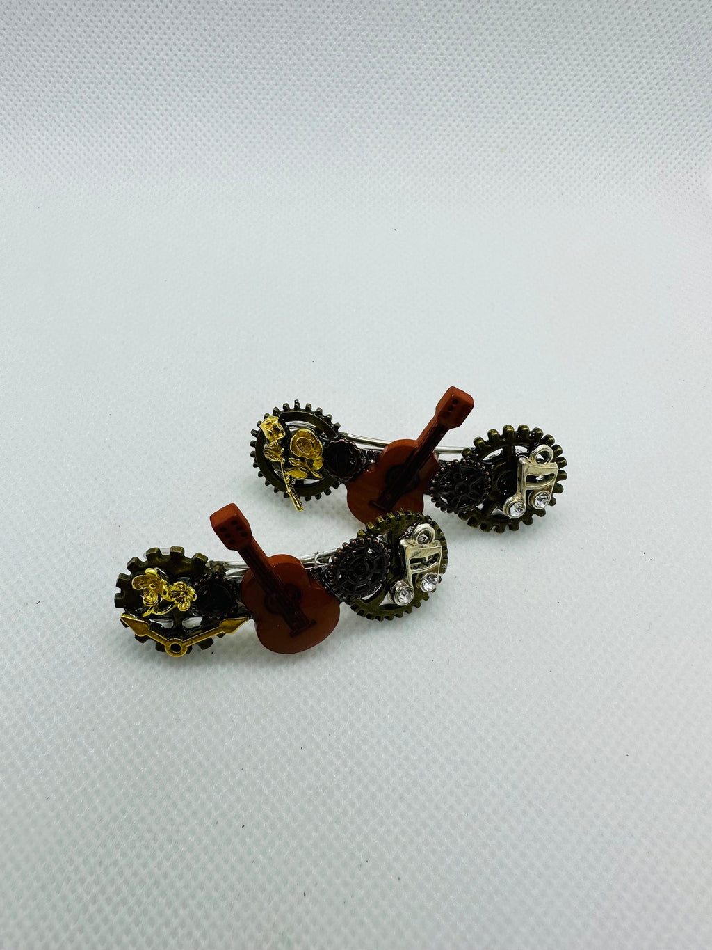 Musical Guitar Steampunk Mini Hair Clips