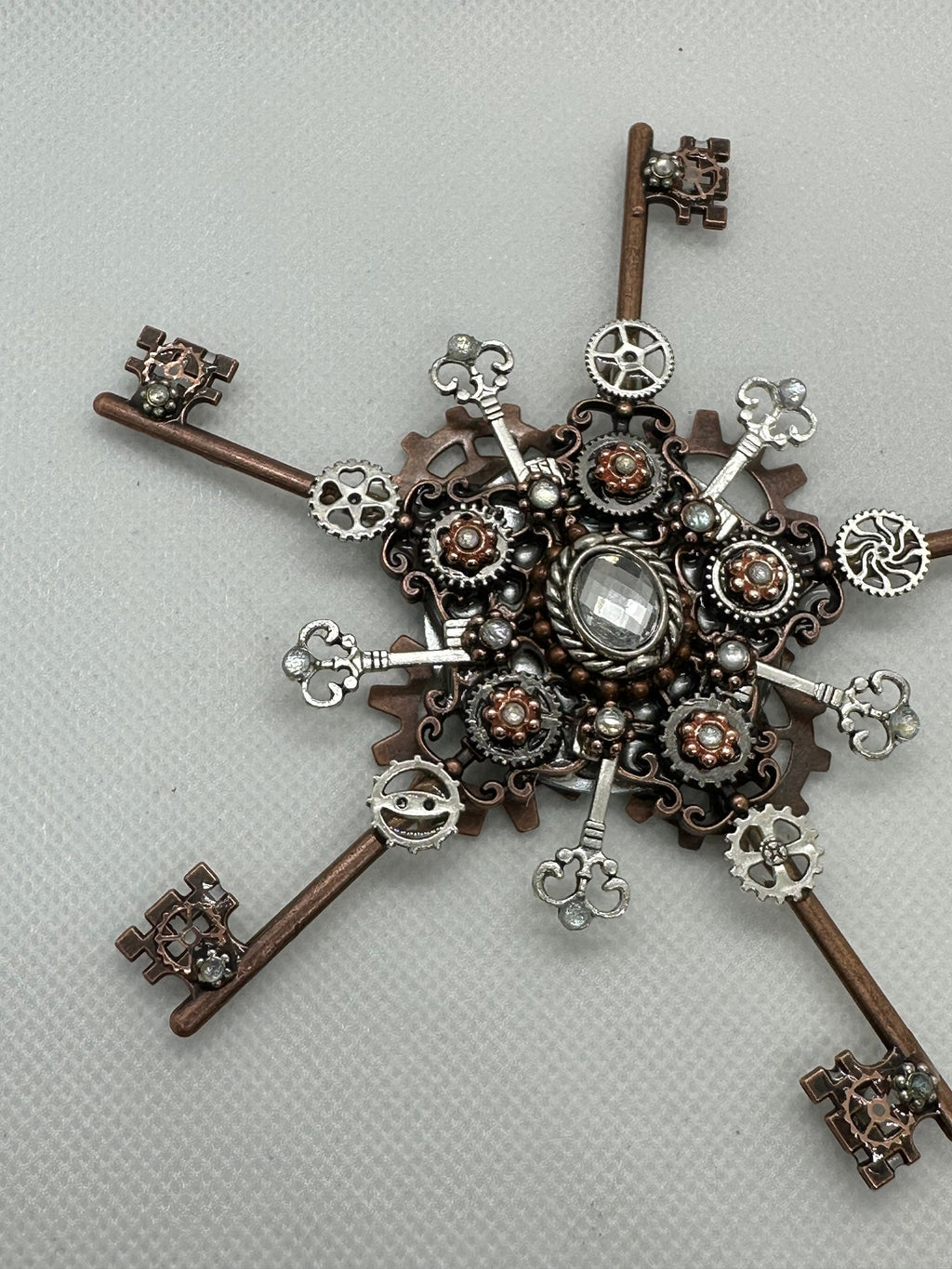Steampunk Metal Keys Snowflake Ornament or Decoration