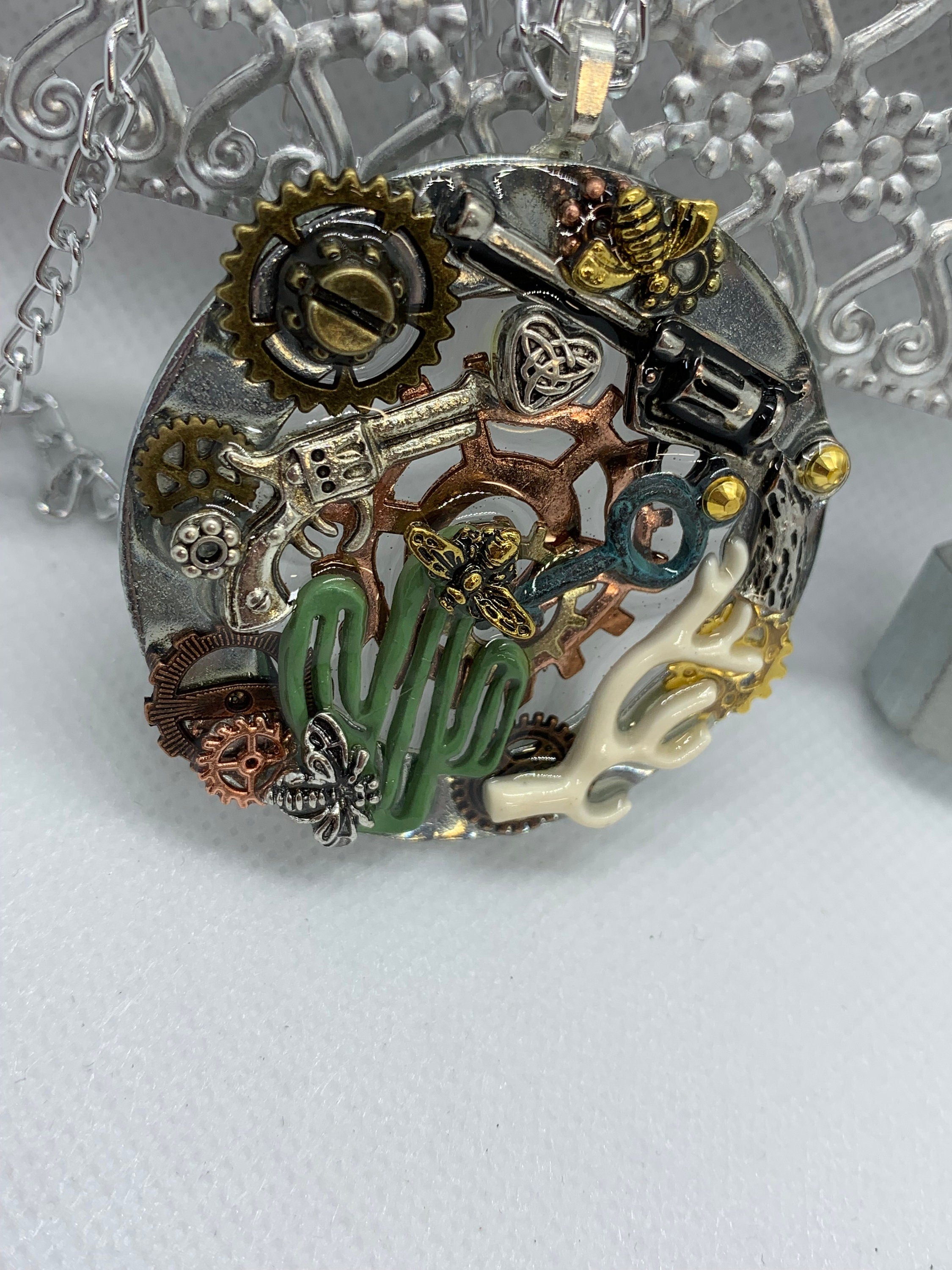 Cactus Desert Inspired Steampunk Necklace