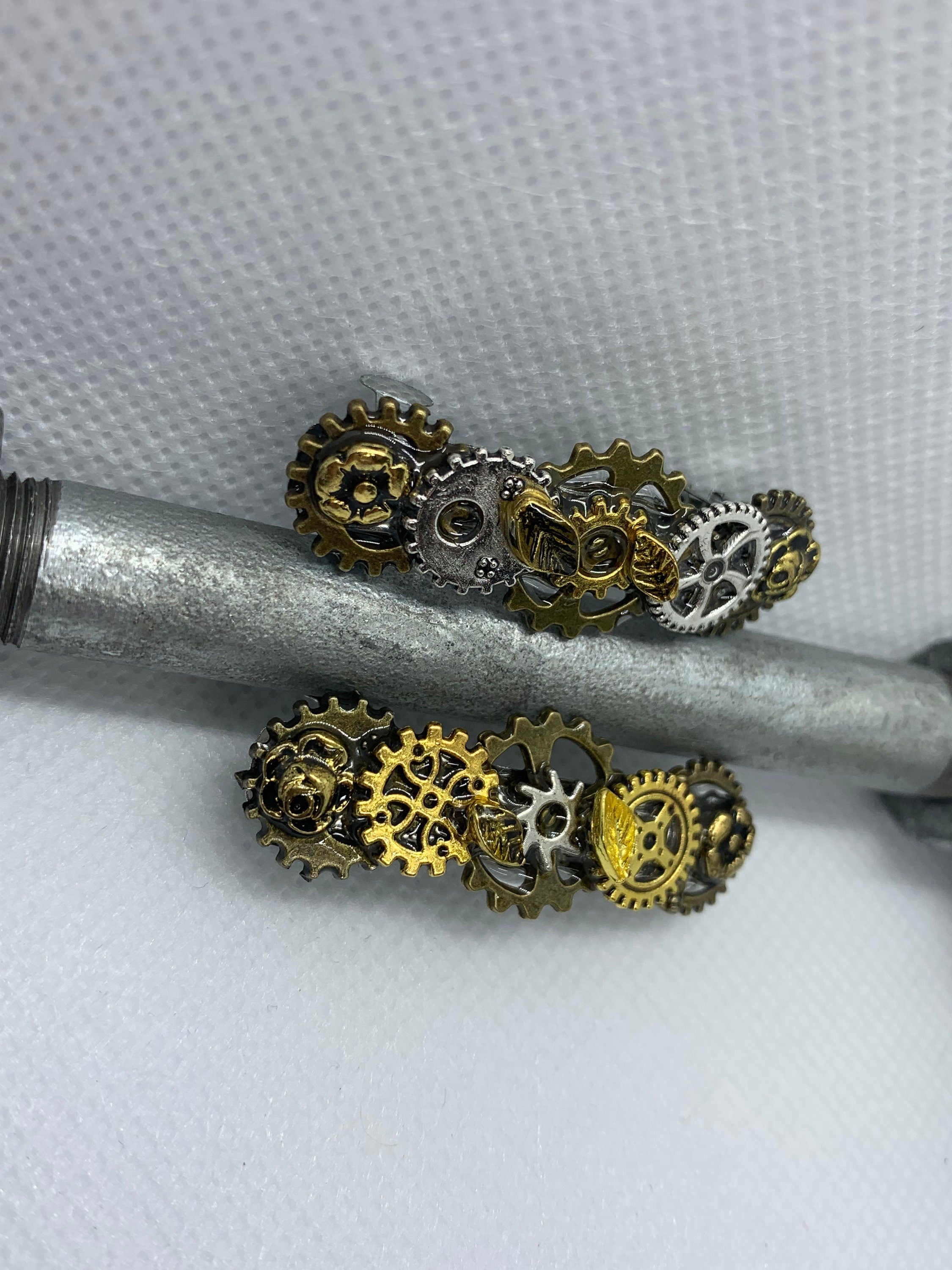 Tiny French Barrettes Hair clips Metal Steampunk