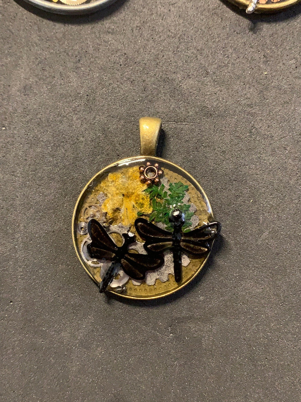 Steampunk Two Black Dragonflies Keychain