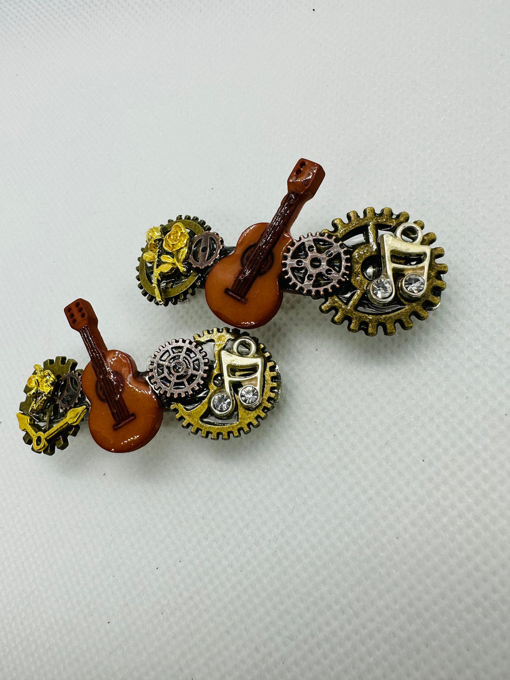 Musical Guitar Steampunk Mini Hair Clips