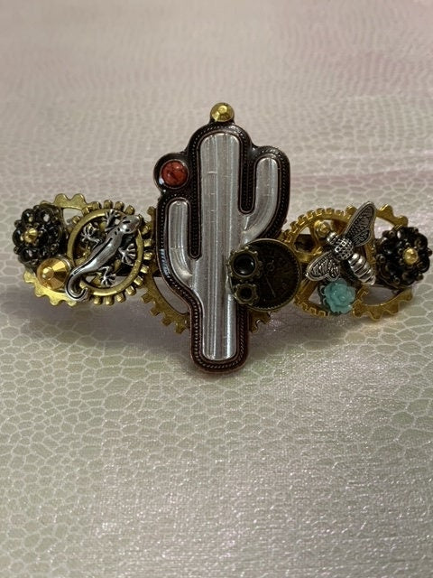 Cactus Desert Steampunk hair clip