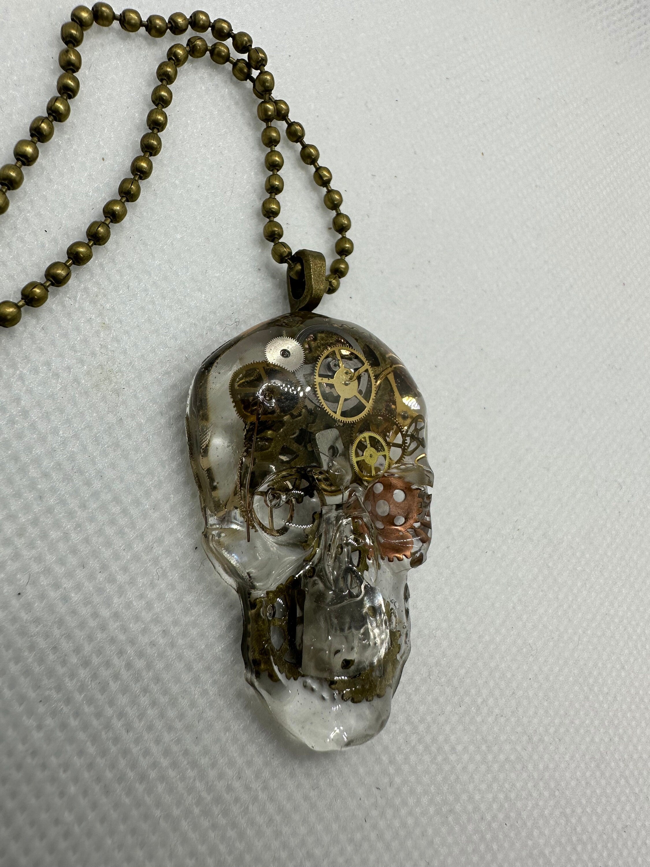 Steampunk Resin Skull Necklace