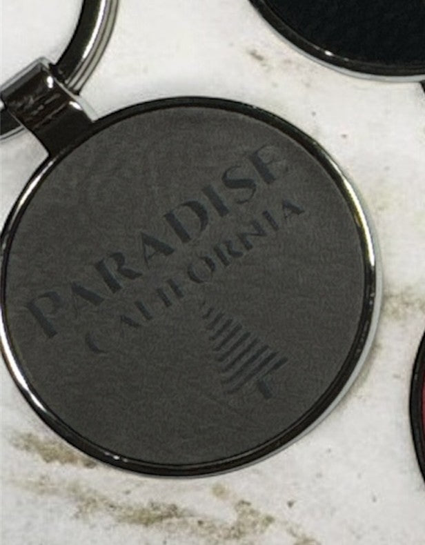 Metal Leatherette Paradise Keychain