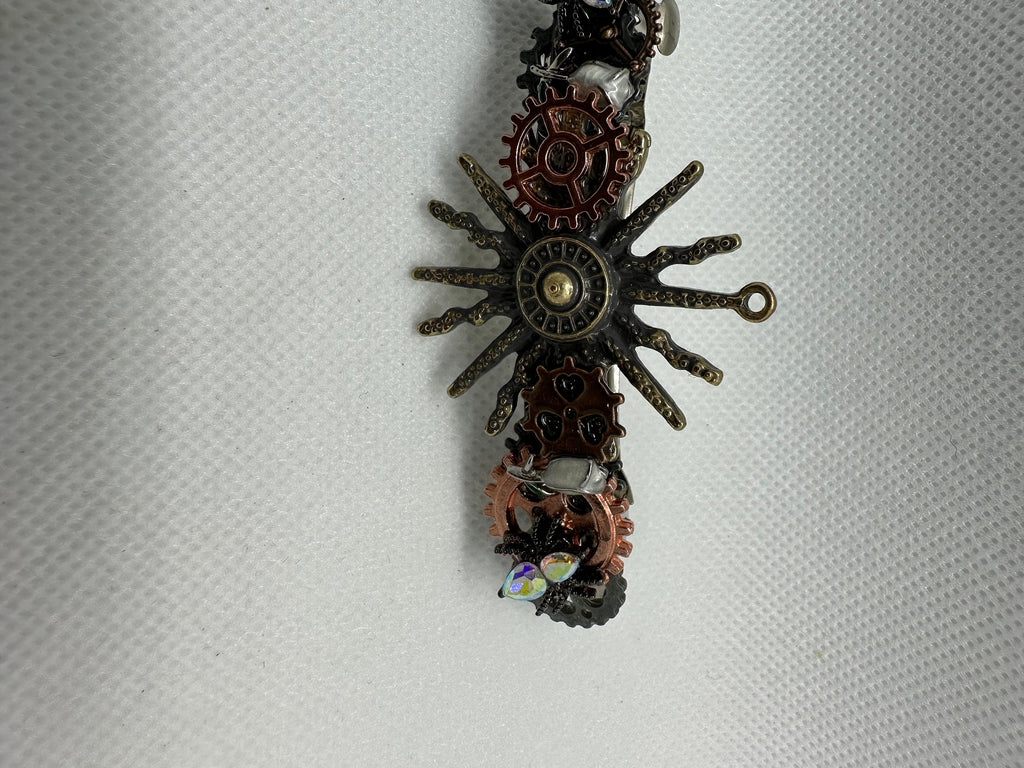 Steampunk Spikey Sun with spiders Hairclip