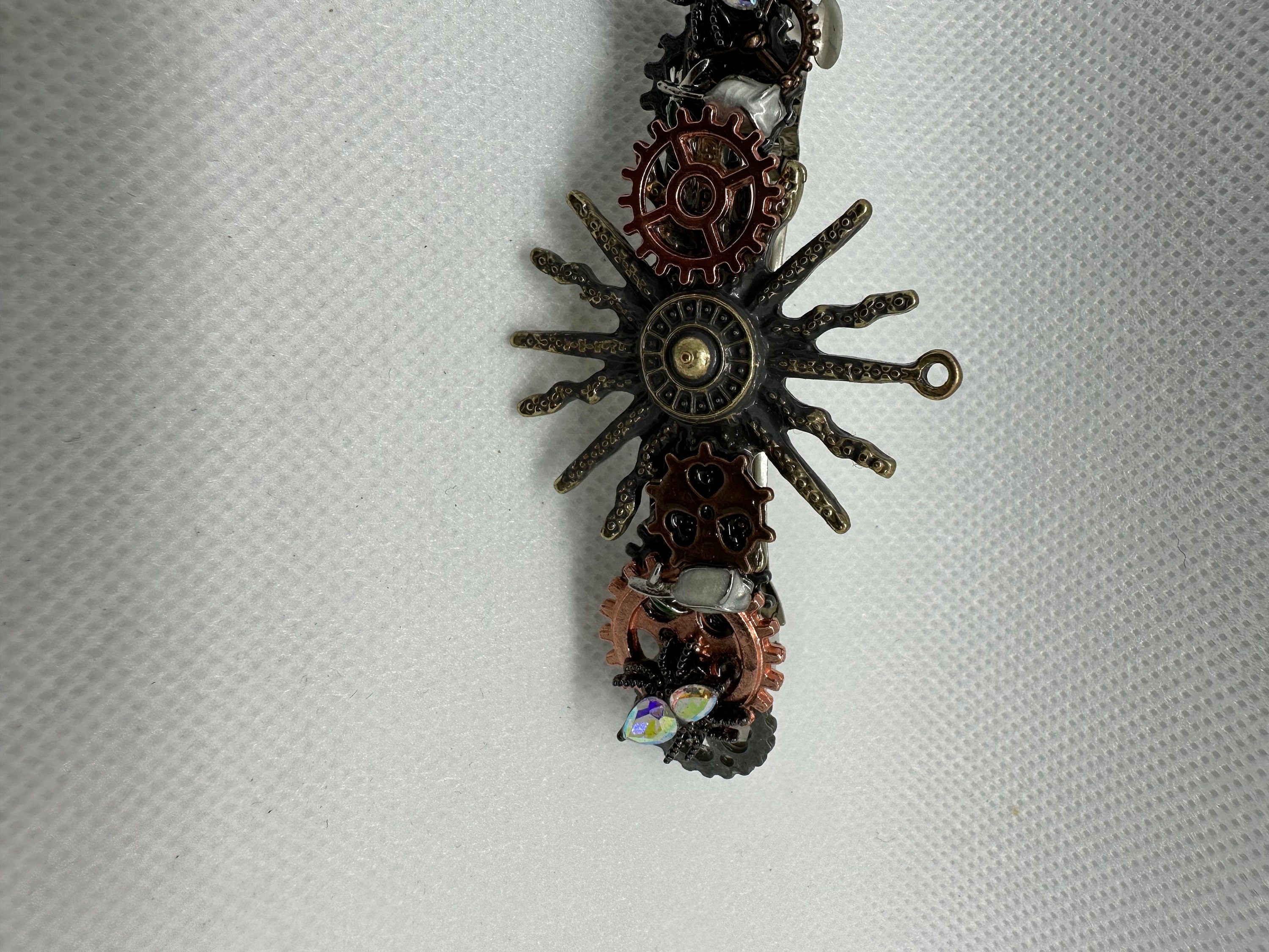 Steampunk Spikey Sun with spiders Hairclip