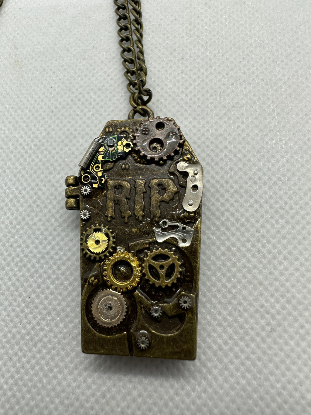 Halloween Coffin RIP Bronze Steampunk Locket Necklace
