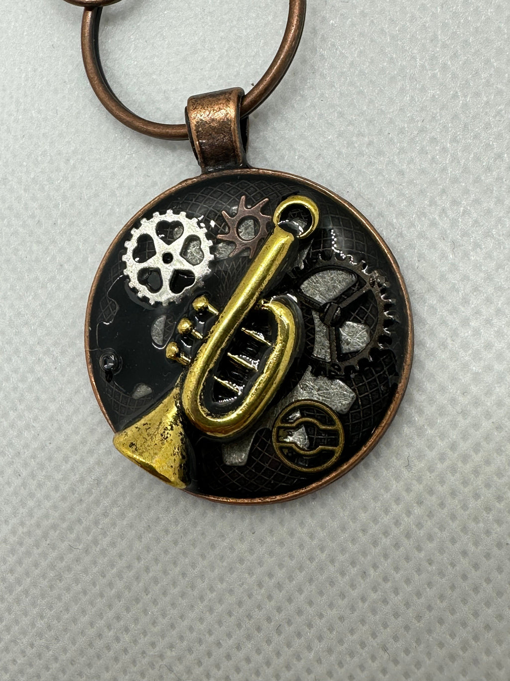 Trumpet Steampunk Keychain