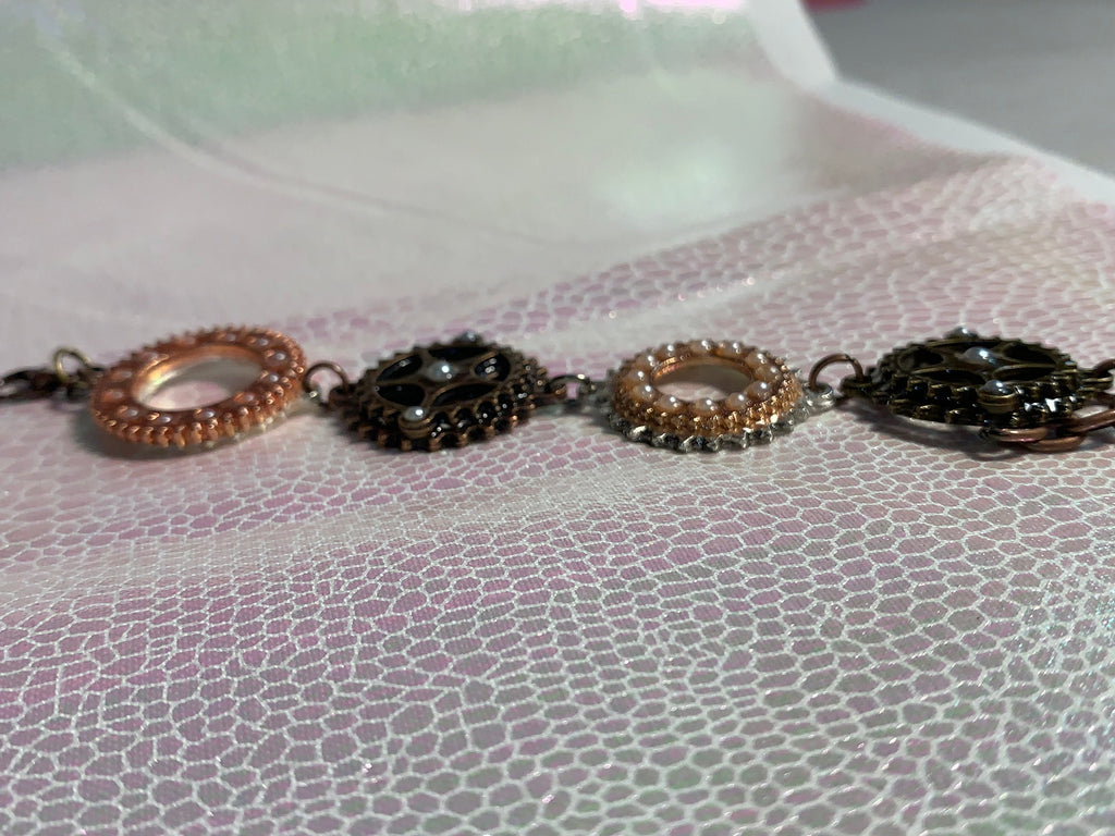 Metal Gear Pearly Steampunk Bracelet