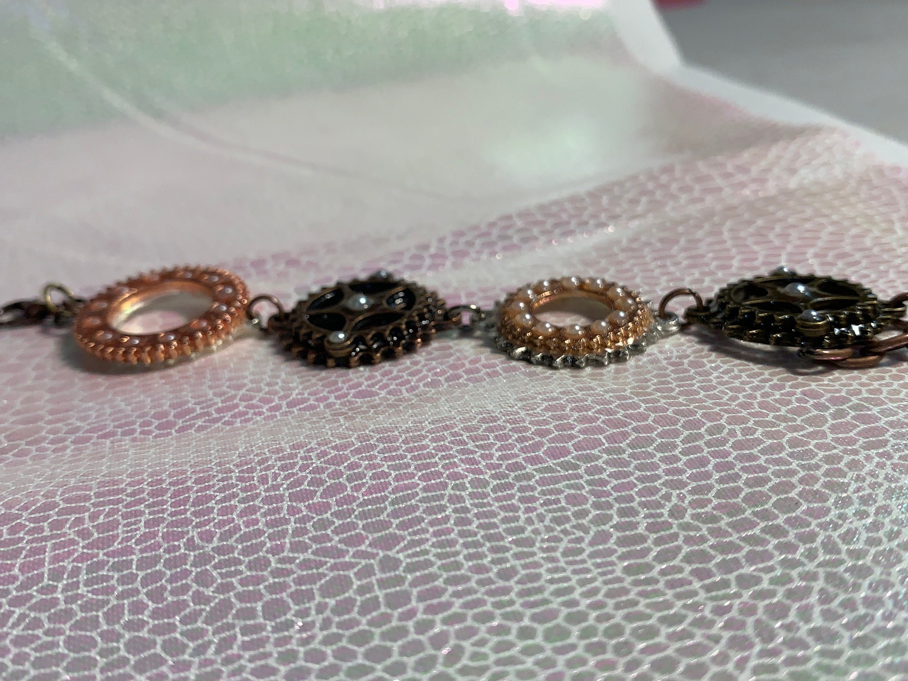 Metal Gear Pearly Steampunk Bracelet