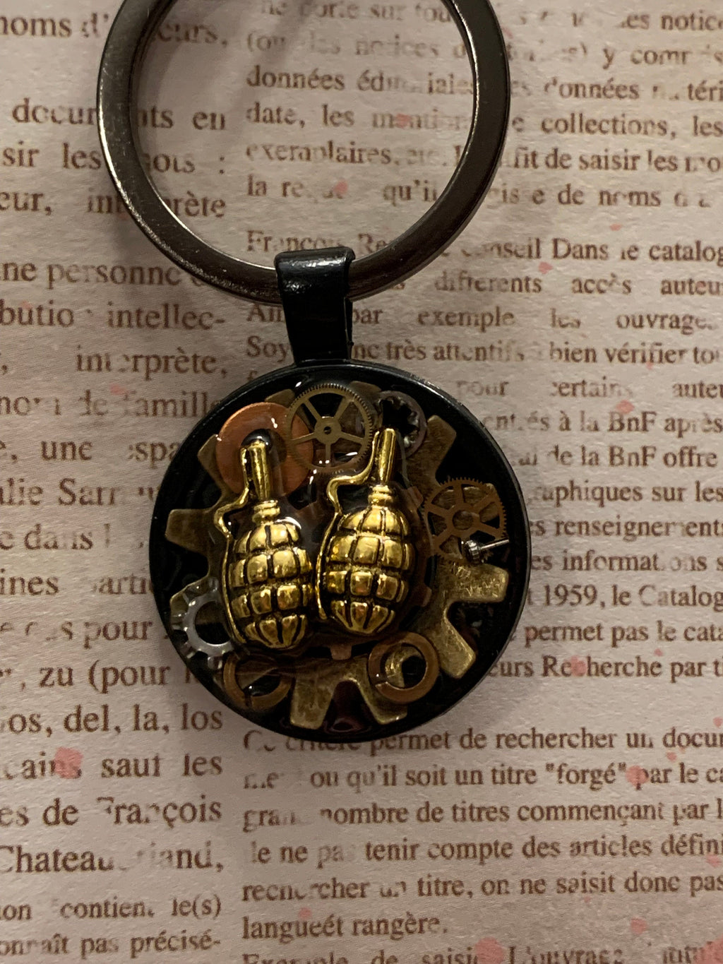 Steampunk Grenade Keychain