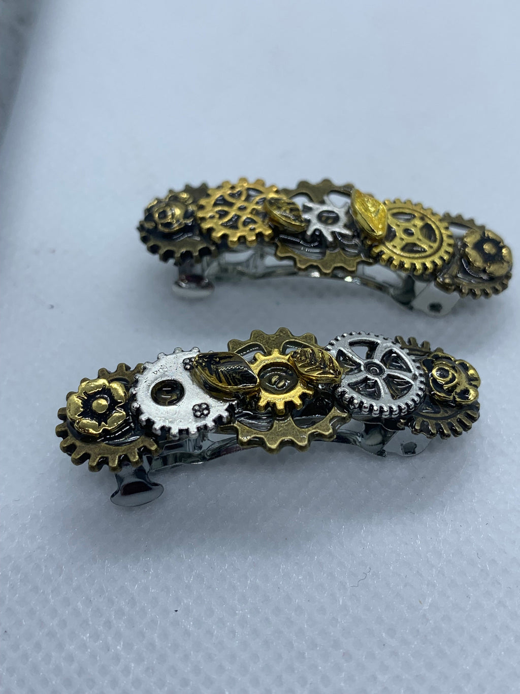 Tiny French Barrettes Hair clips Metal Steampunk