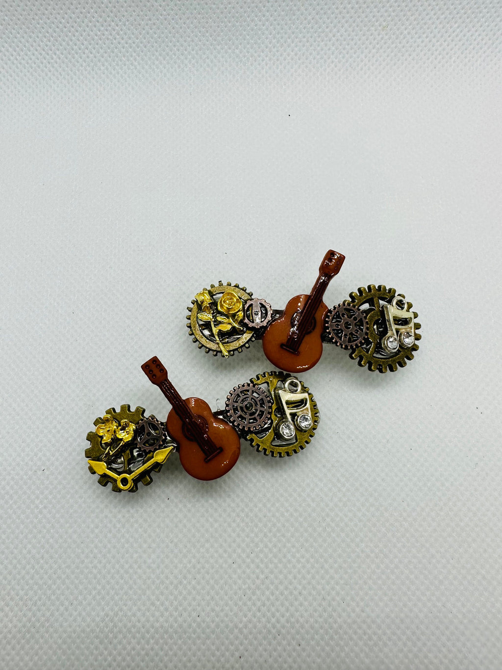 Musical Guitar Steampunk Mini Hair Clips