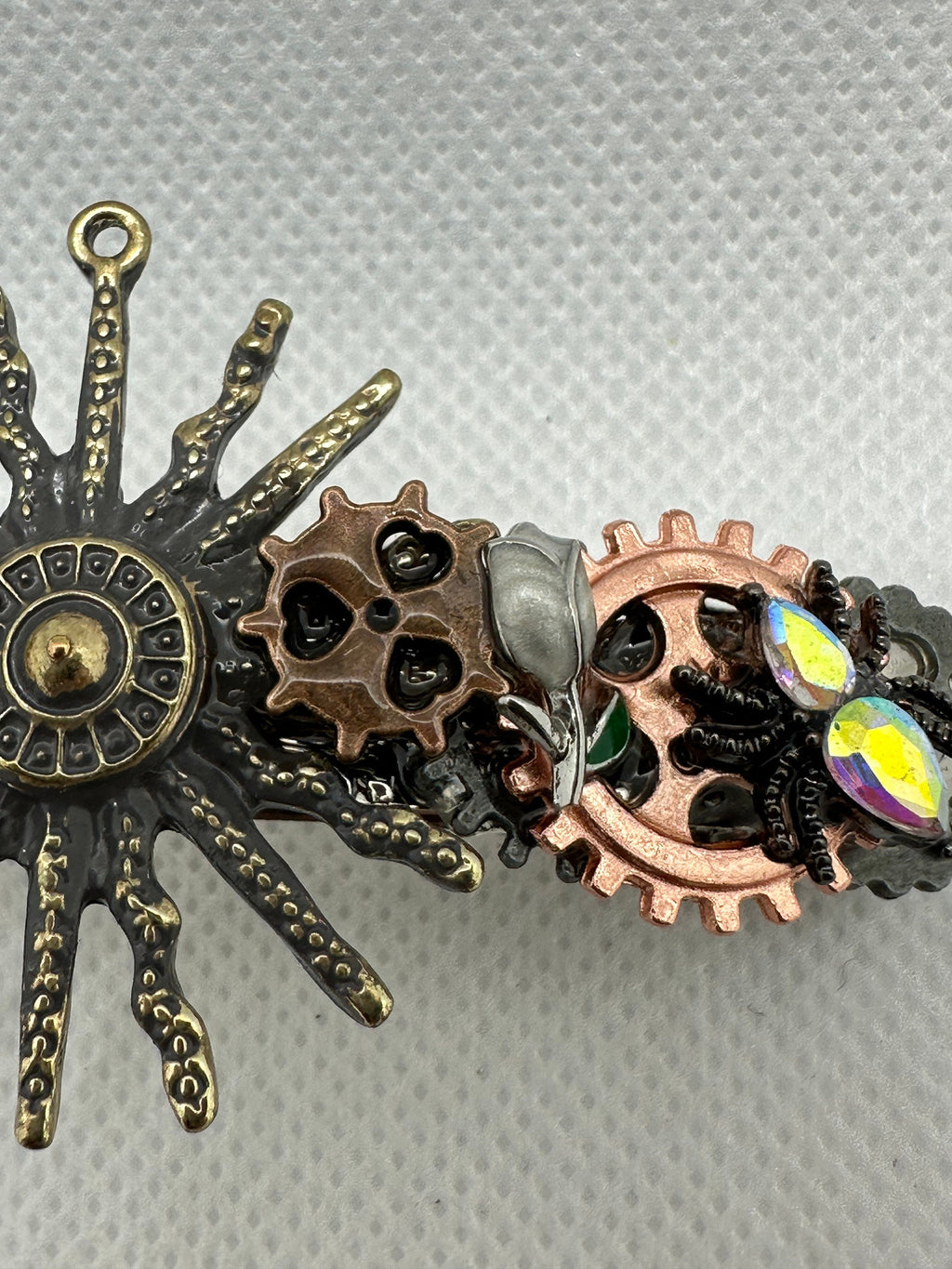 Steampunk Spikey Sun with spiders Hairclip