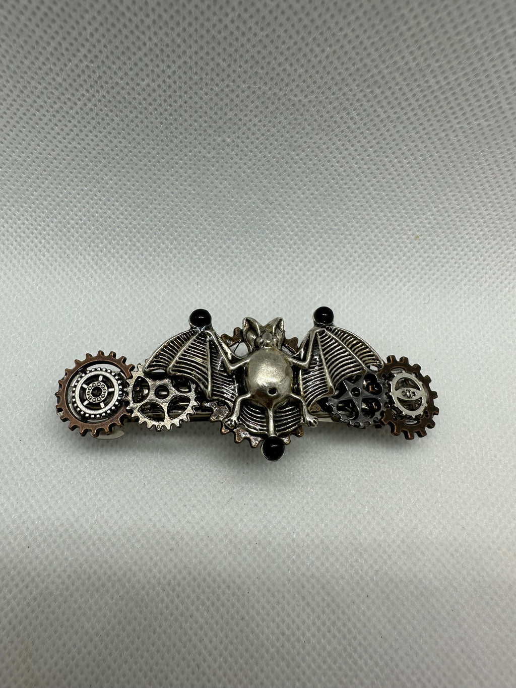 Halloween Steampunk Silver Bat Hair Clip