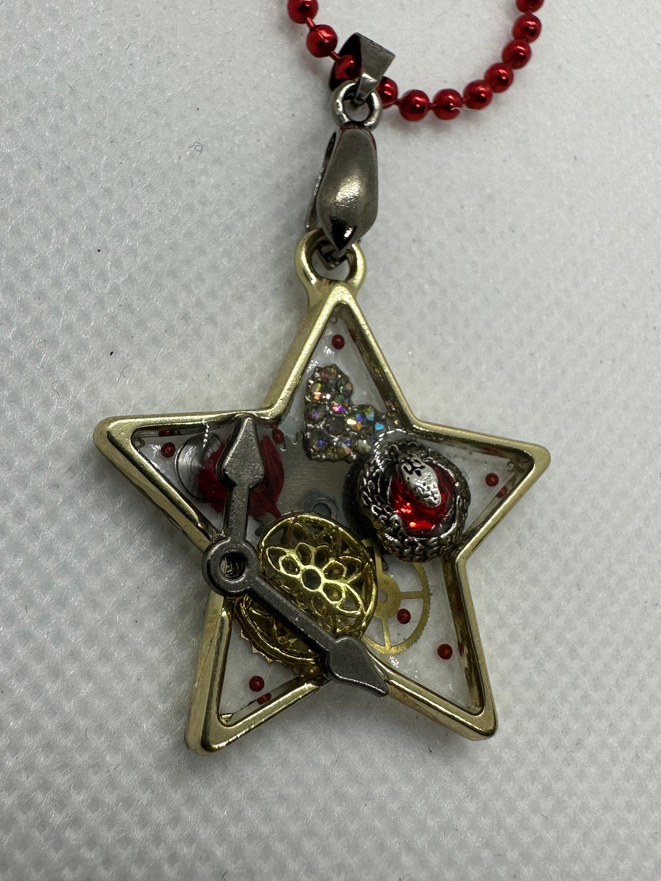 Steampunk Gold Star Necklace with Snake