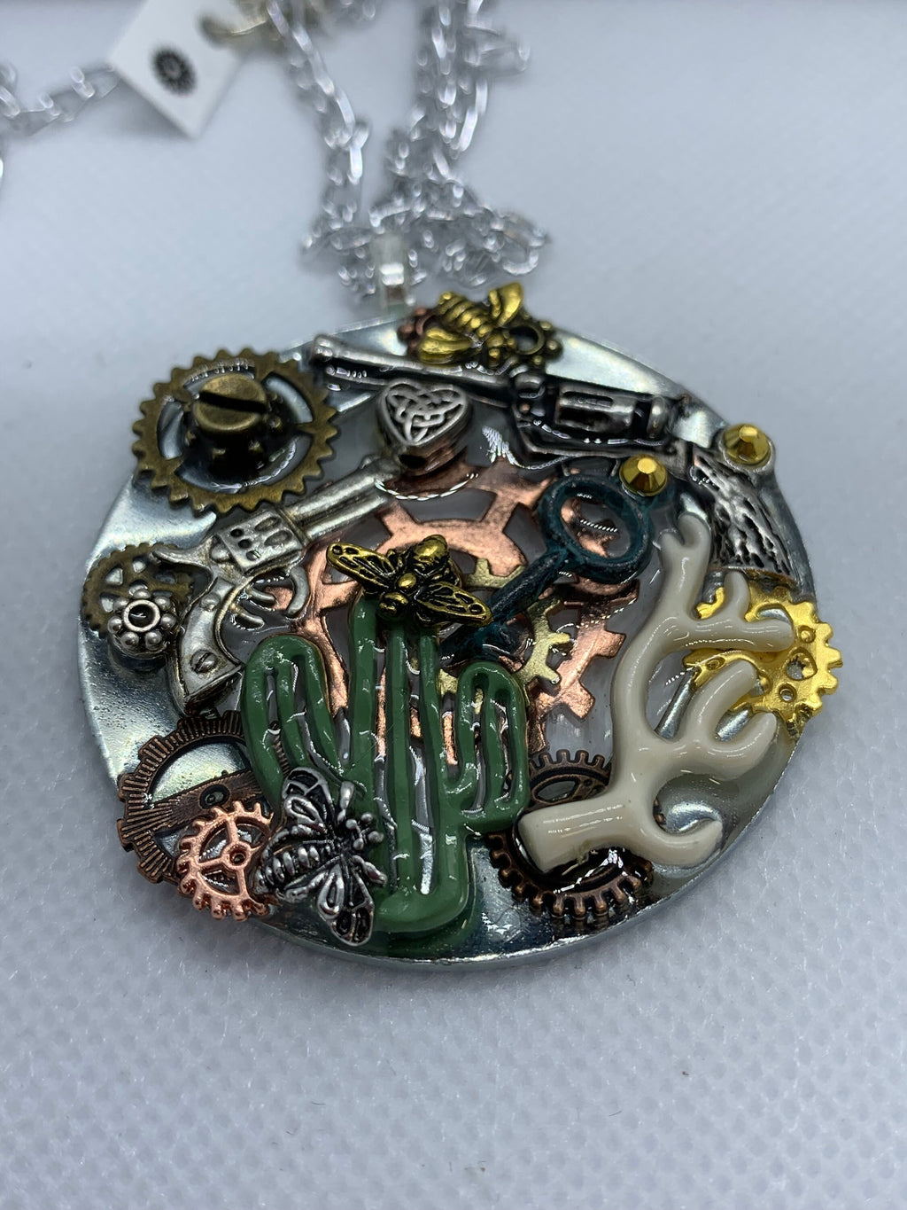 Cactus Desert Inspired Steampunk Necklace