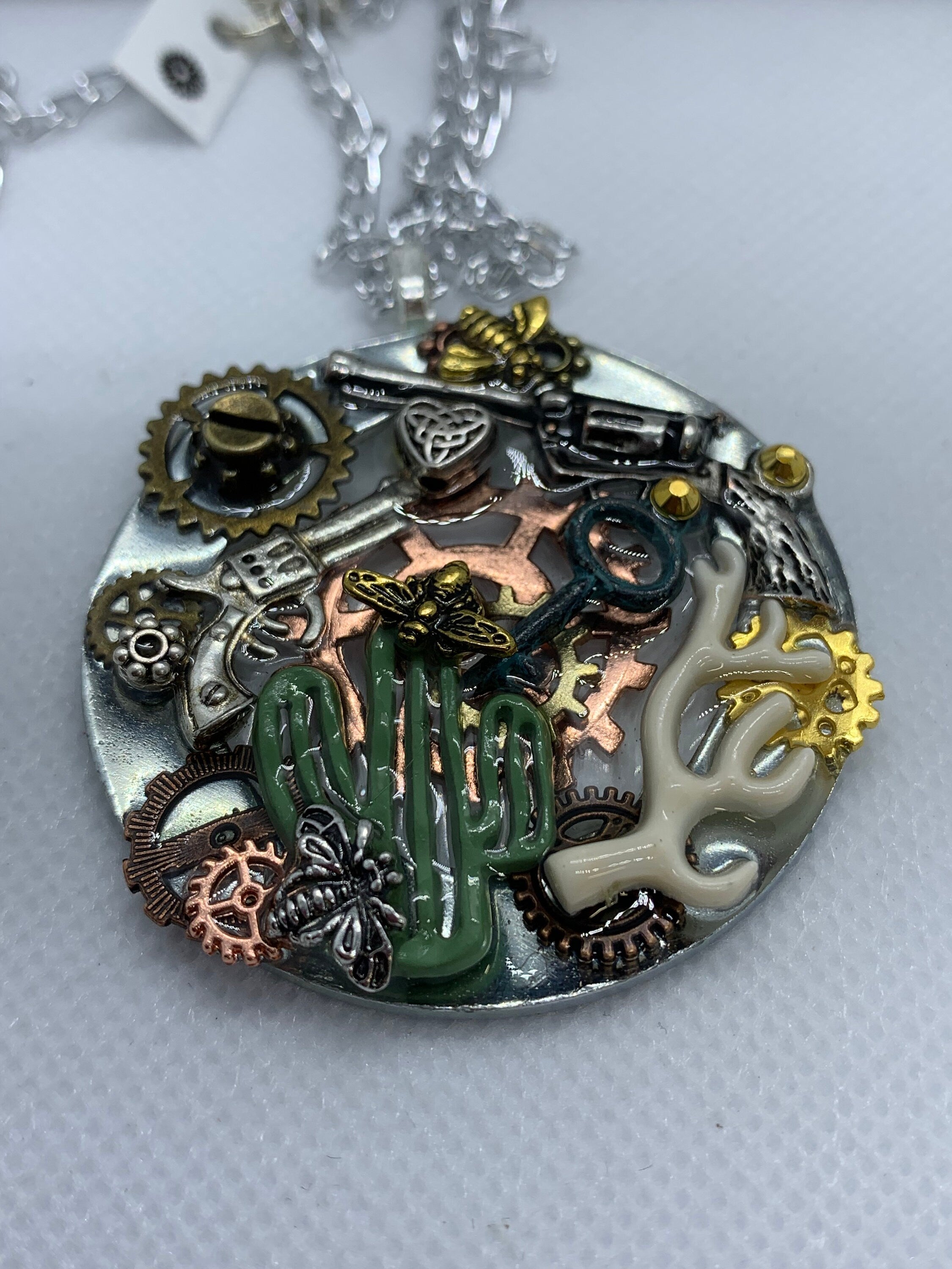 Cactus Desert Inspired Steampunk Necklace