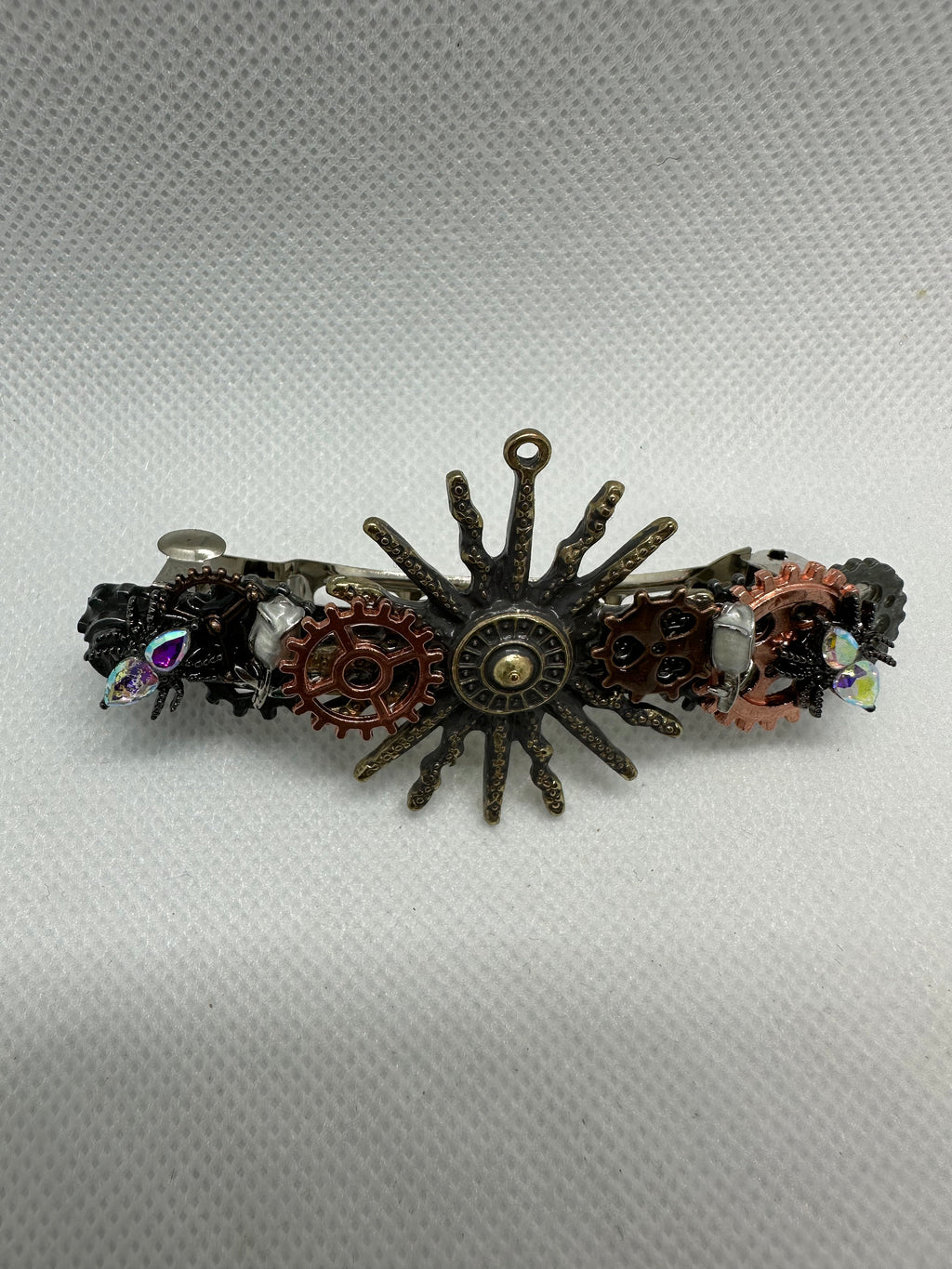 Steampunk Spikey Sun with spiders Hairclip