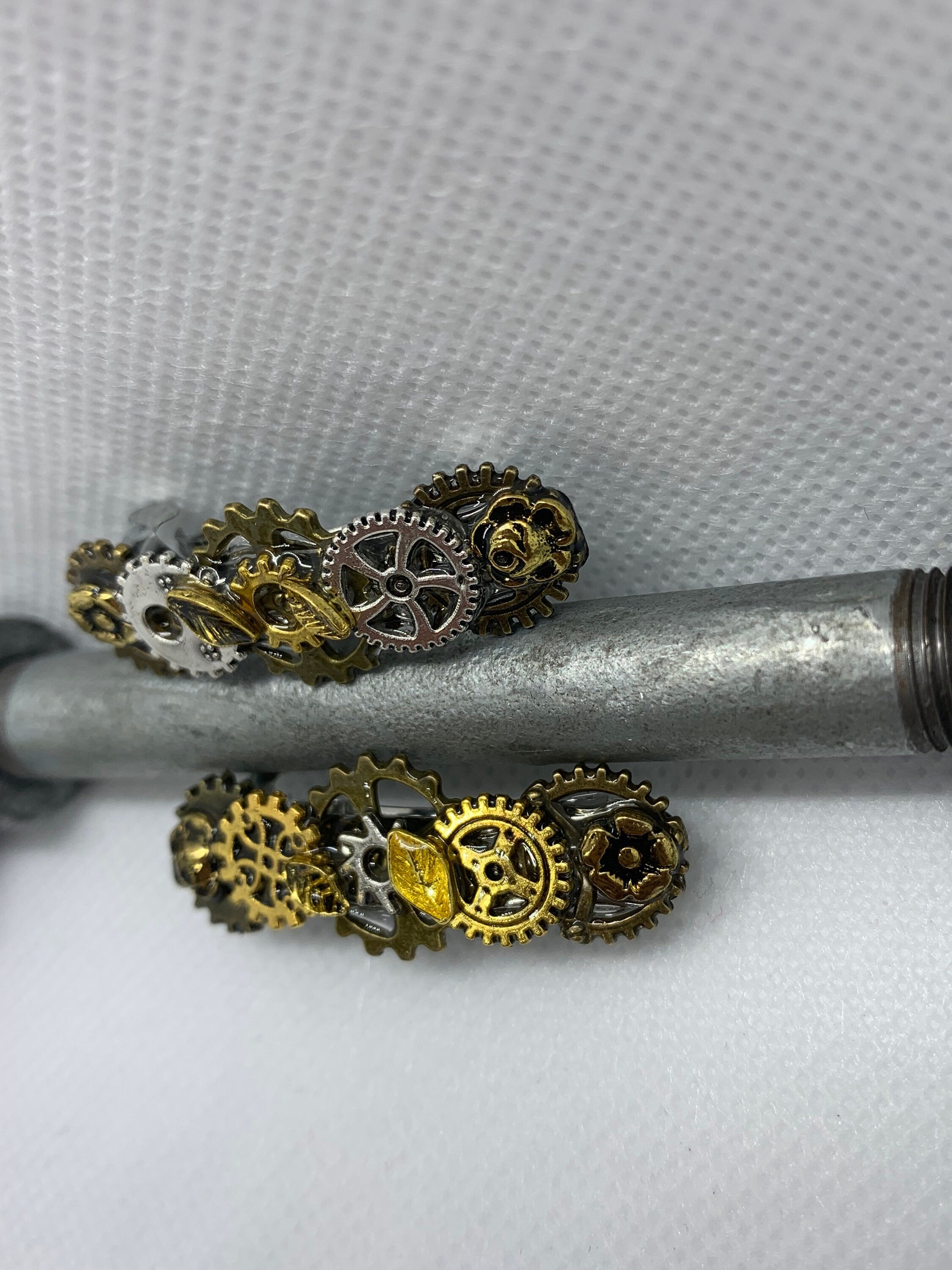 Tiny French Barrettes Hair clips Metal Steampunk