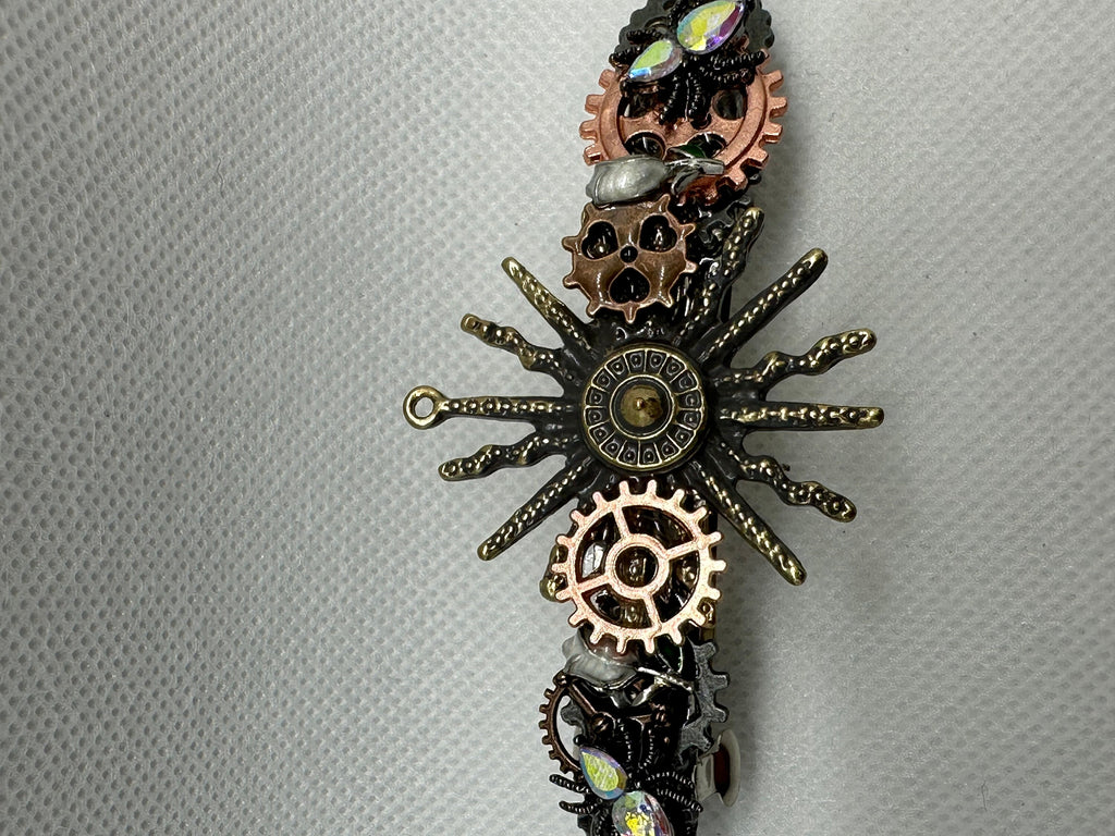 Steampunk Spikey Sun with spiders Hairclip