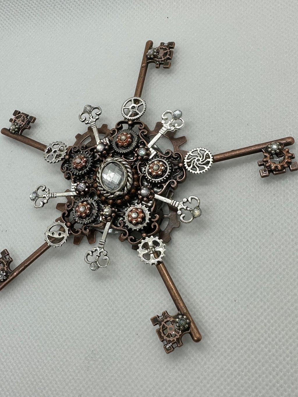 Steampunk Metal Keys Snowflake Ornament or Decoration