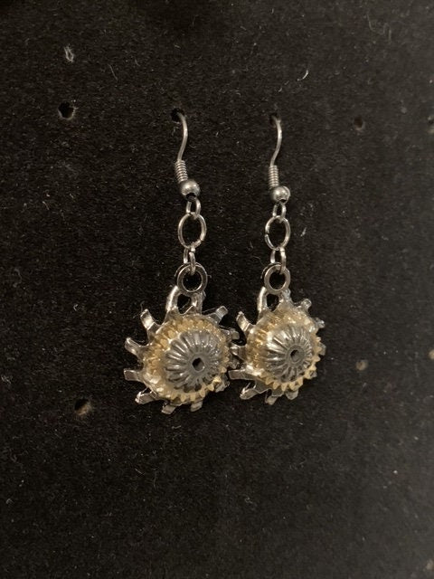 Steampunk black and gold gear earrings
