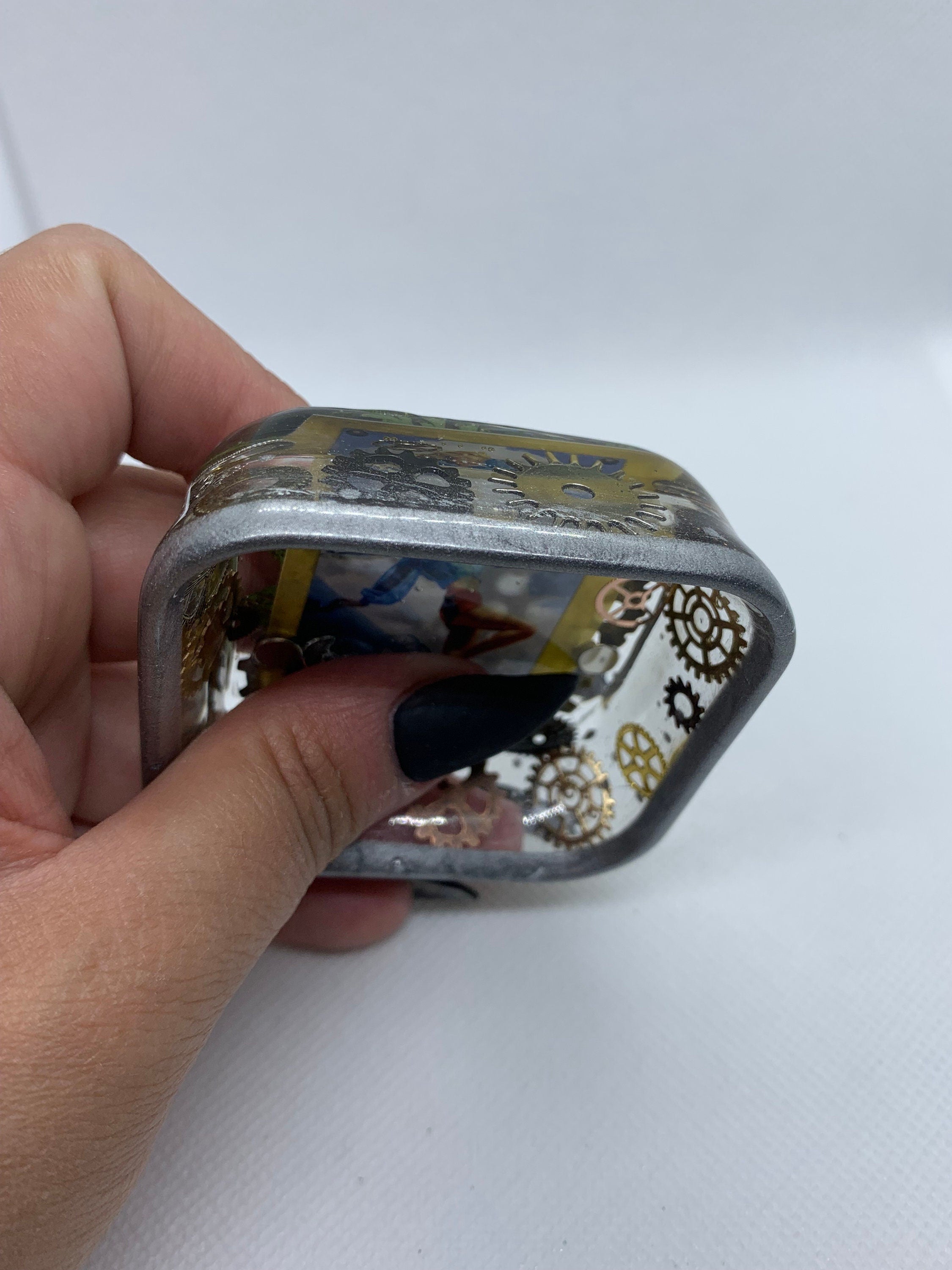 Steampunk Pinup Girl Square Magnet tray