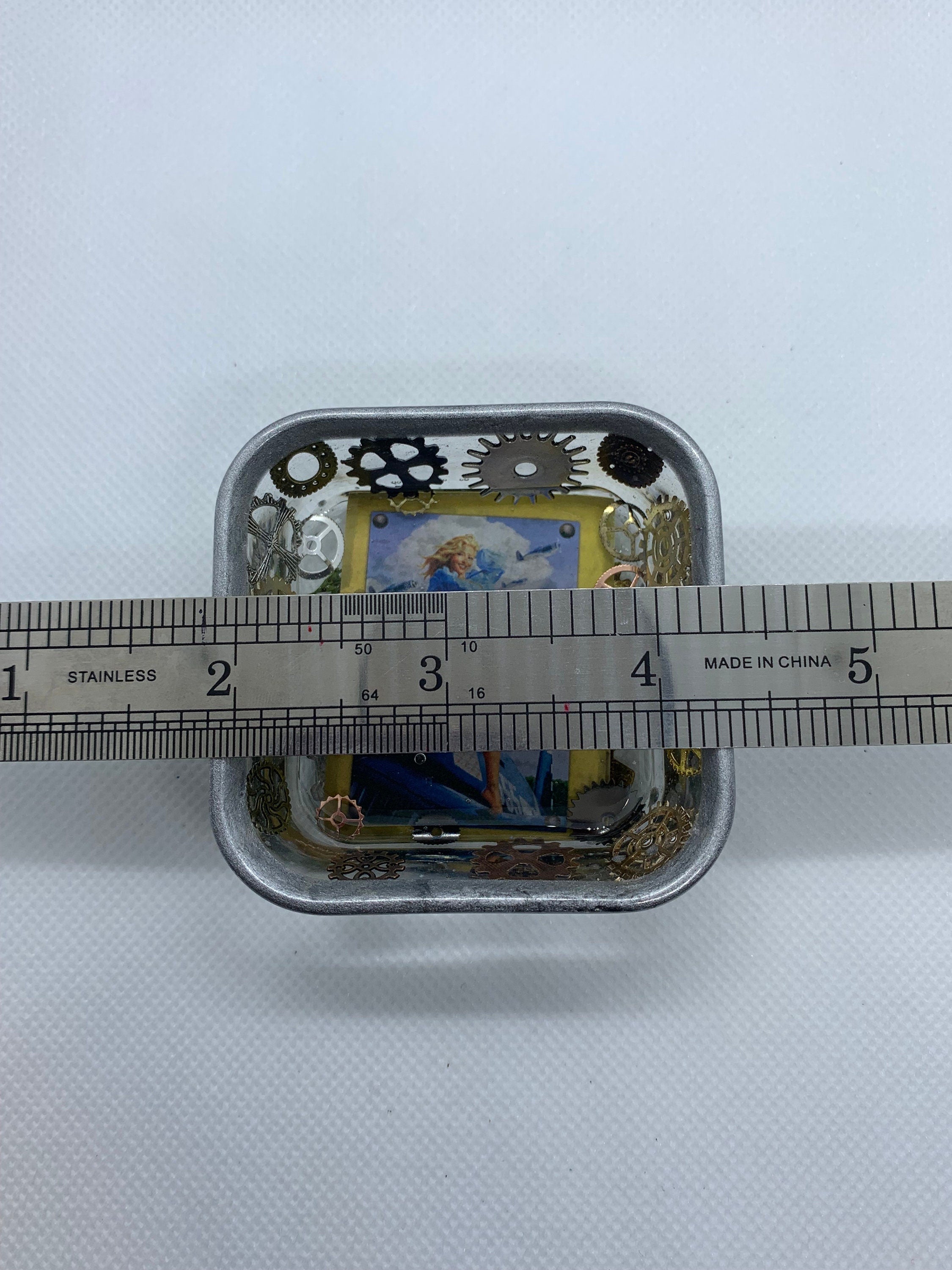 Steampunk Pinup Girl Square Magnet tray