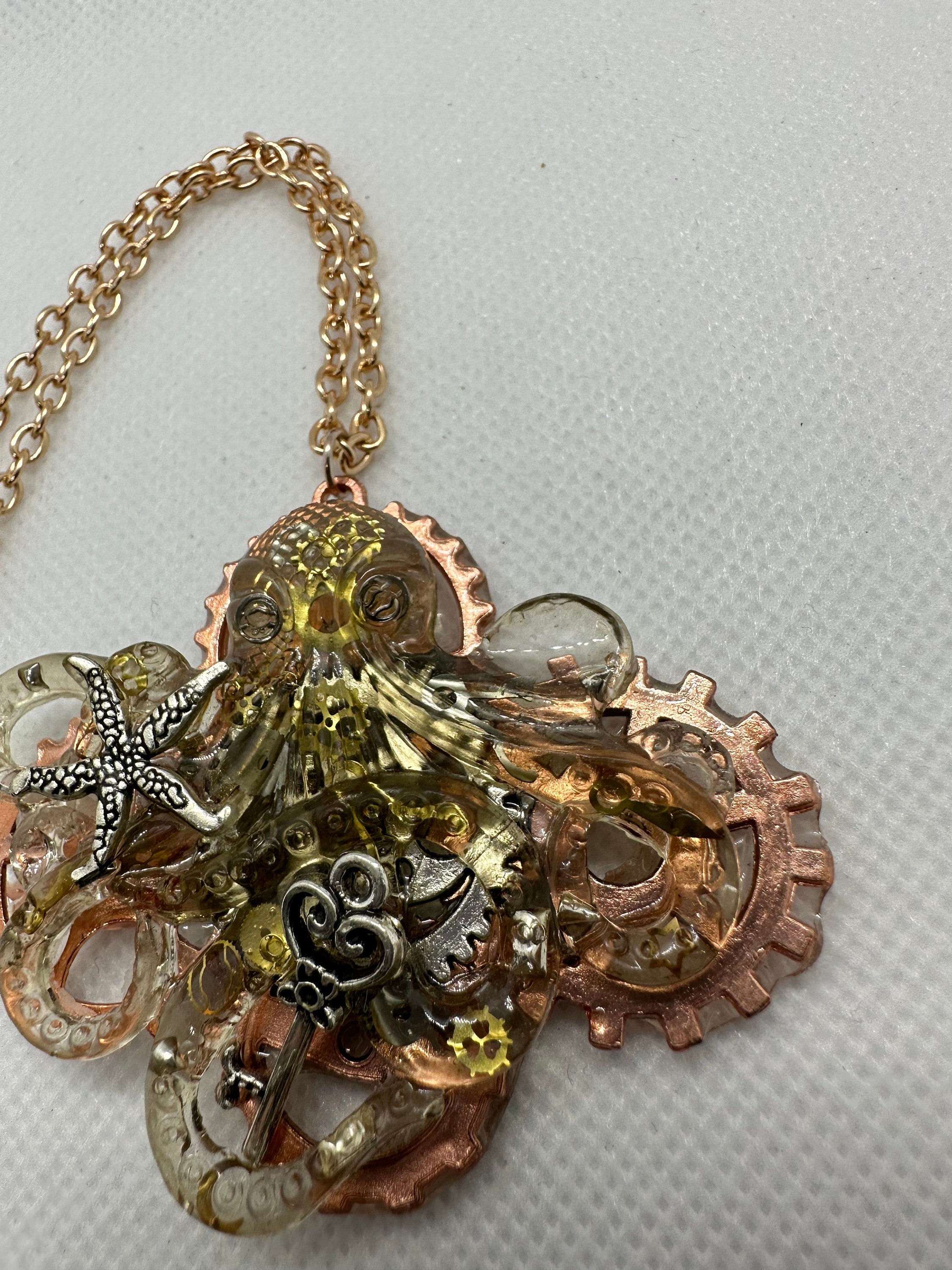 Clear Octopus Steampunk Necklace