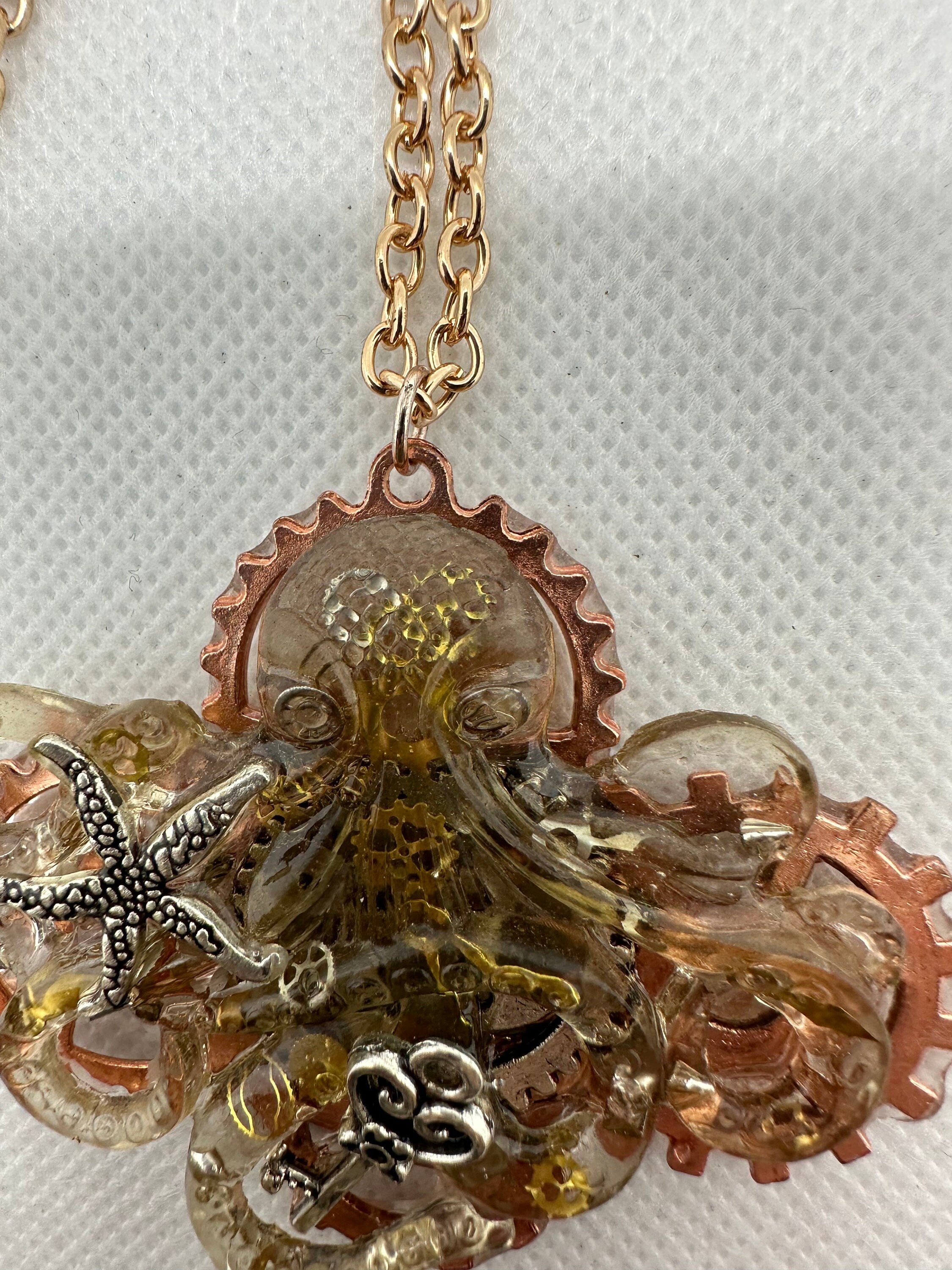 Clear Octopus Steampunk Necklace