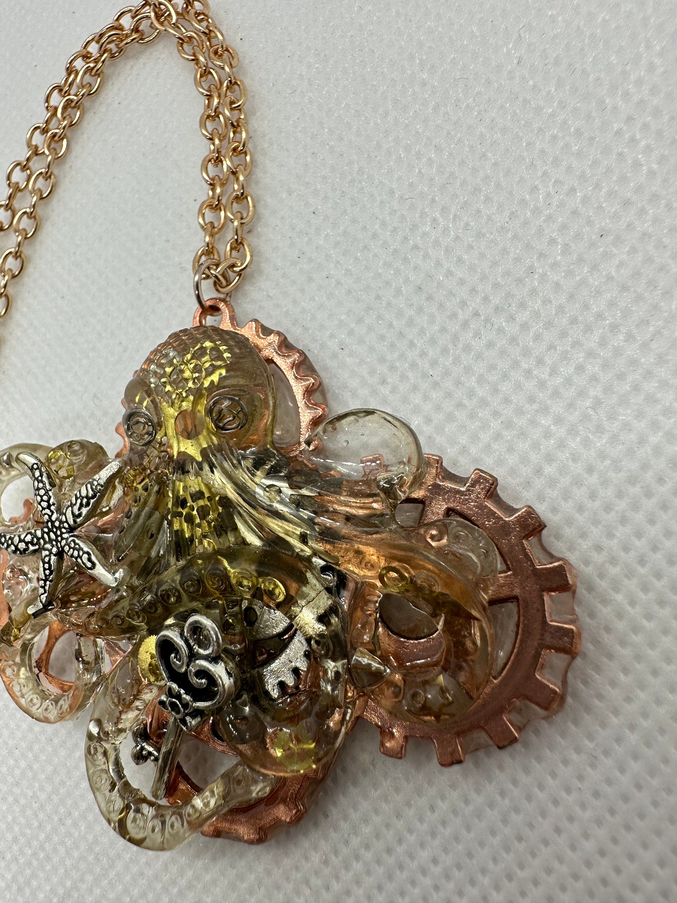 Clear Octopus Steampunk Necklace