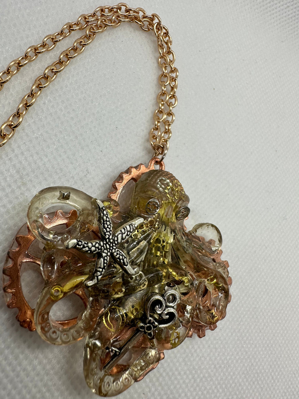 Clear Octopus Steampunk Necklace