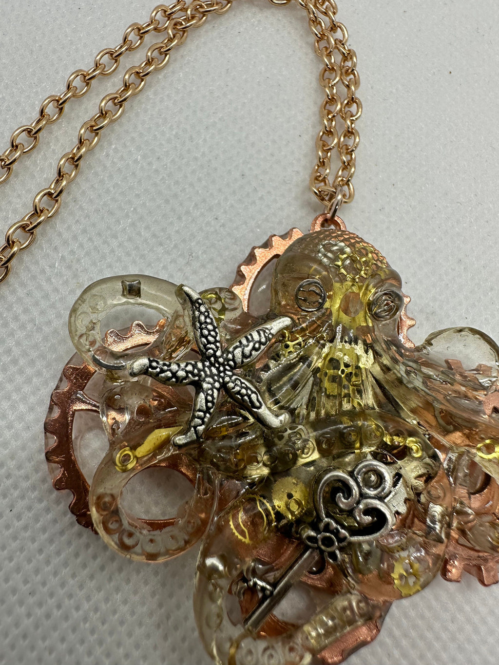 Clear Octopus Steampunk Necklace
