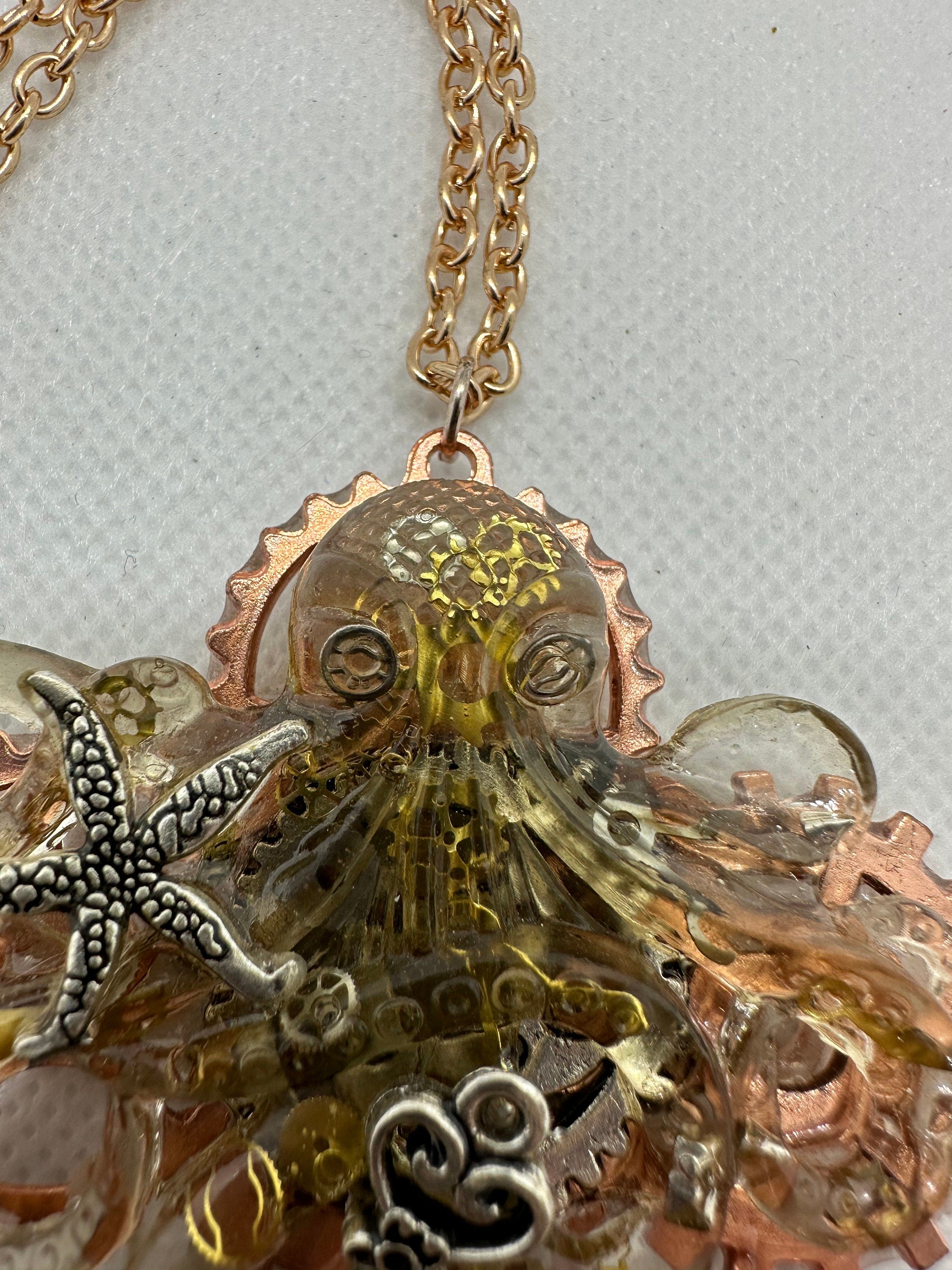 Clear Octopus Steampunk Necklace