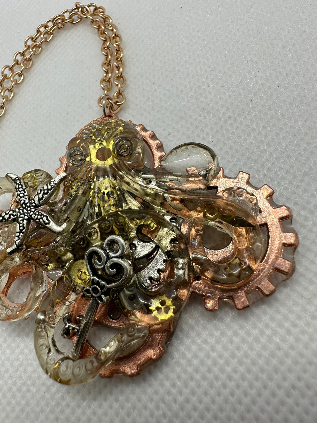 Clear Octopus Steampunk Necklace