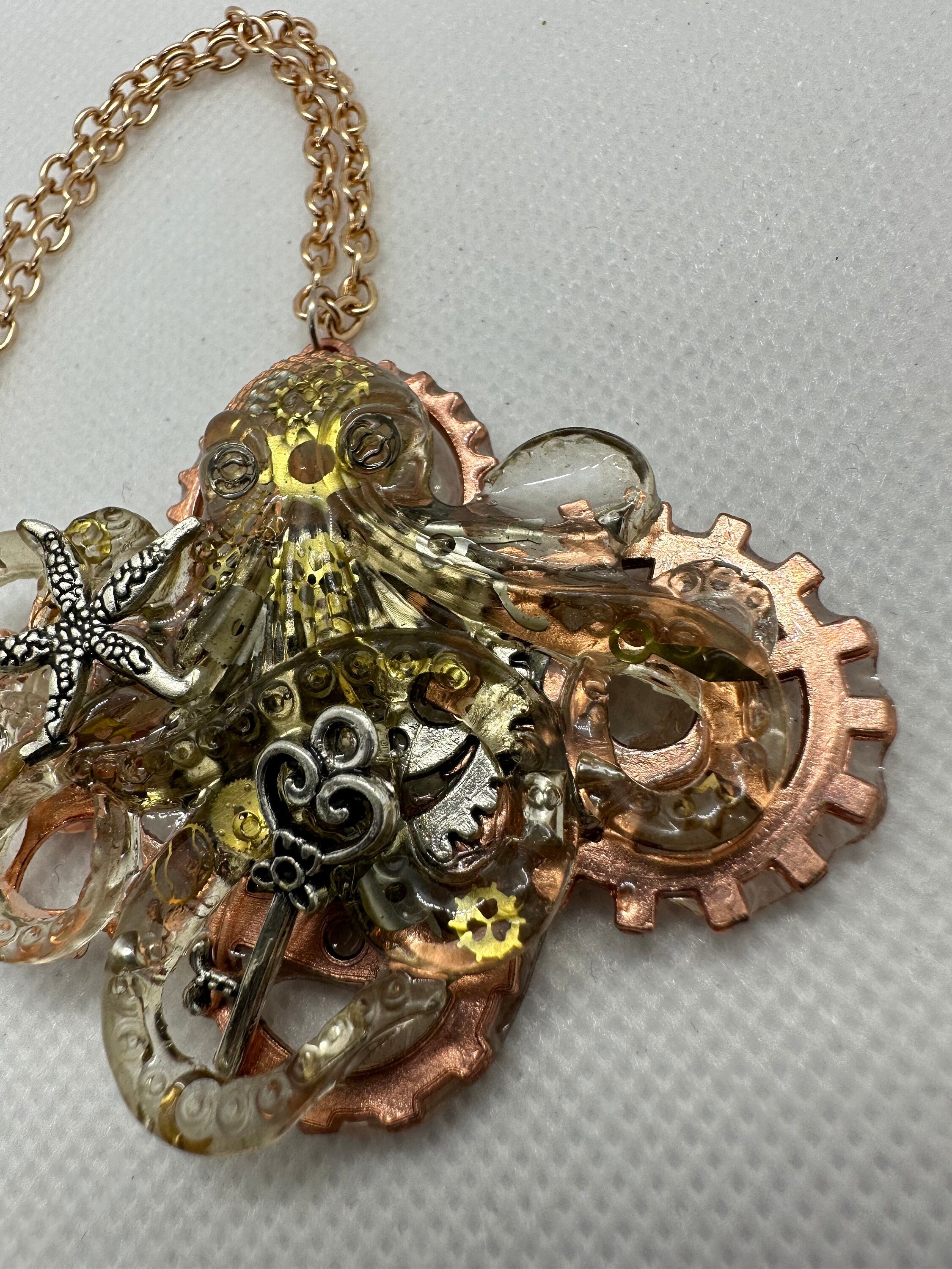 Clear Octopus Steampunk Necklace