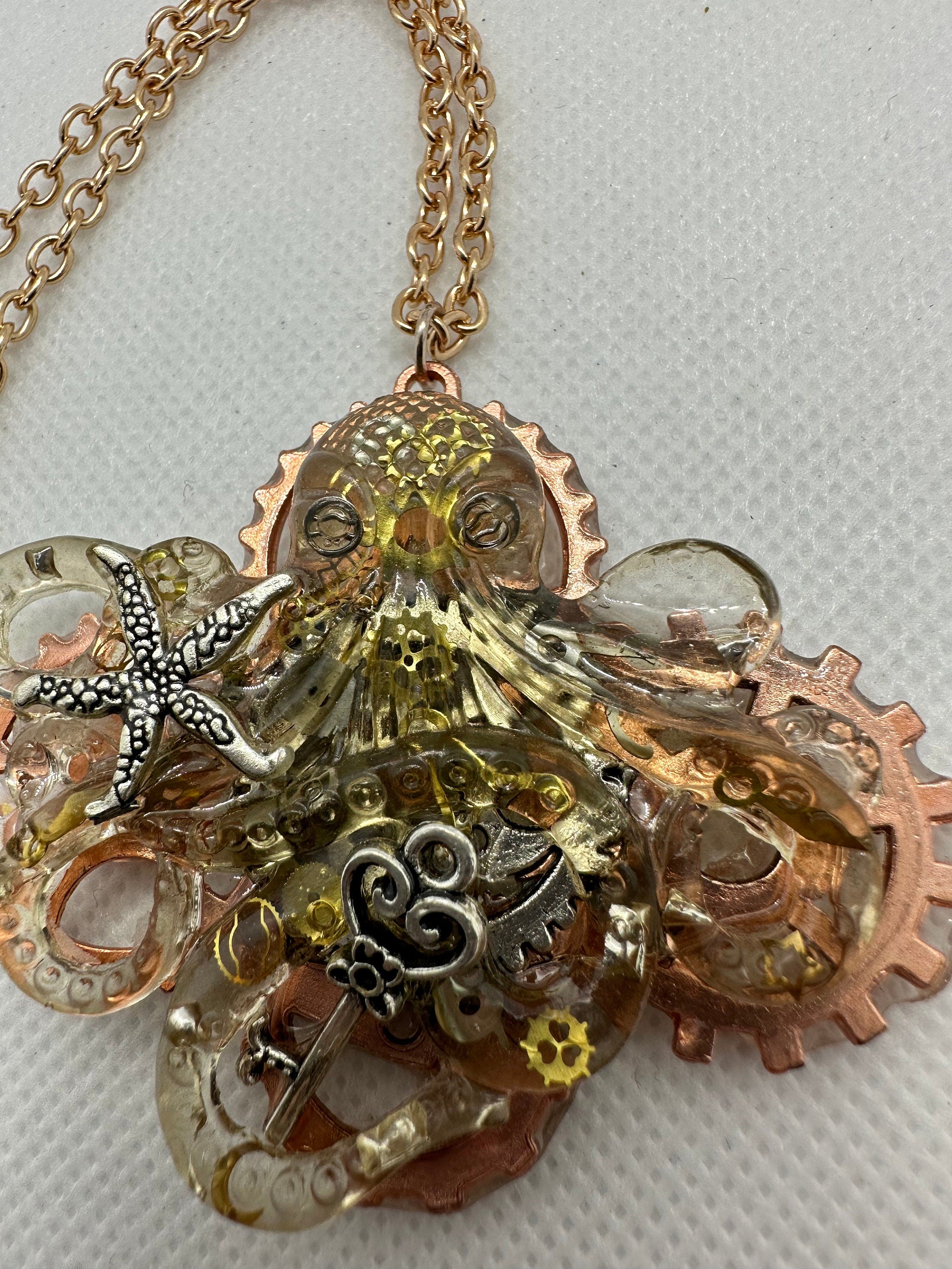 Clear Octopus Steampunk Necklace