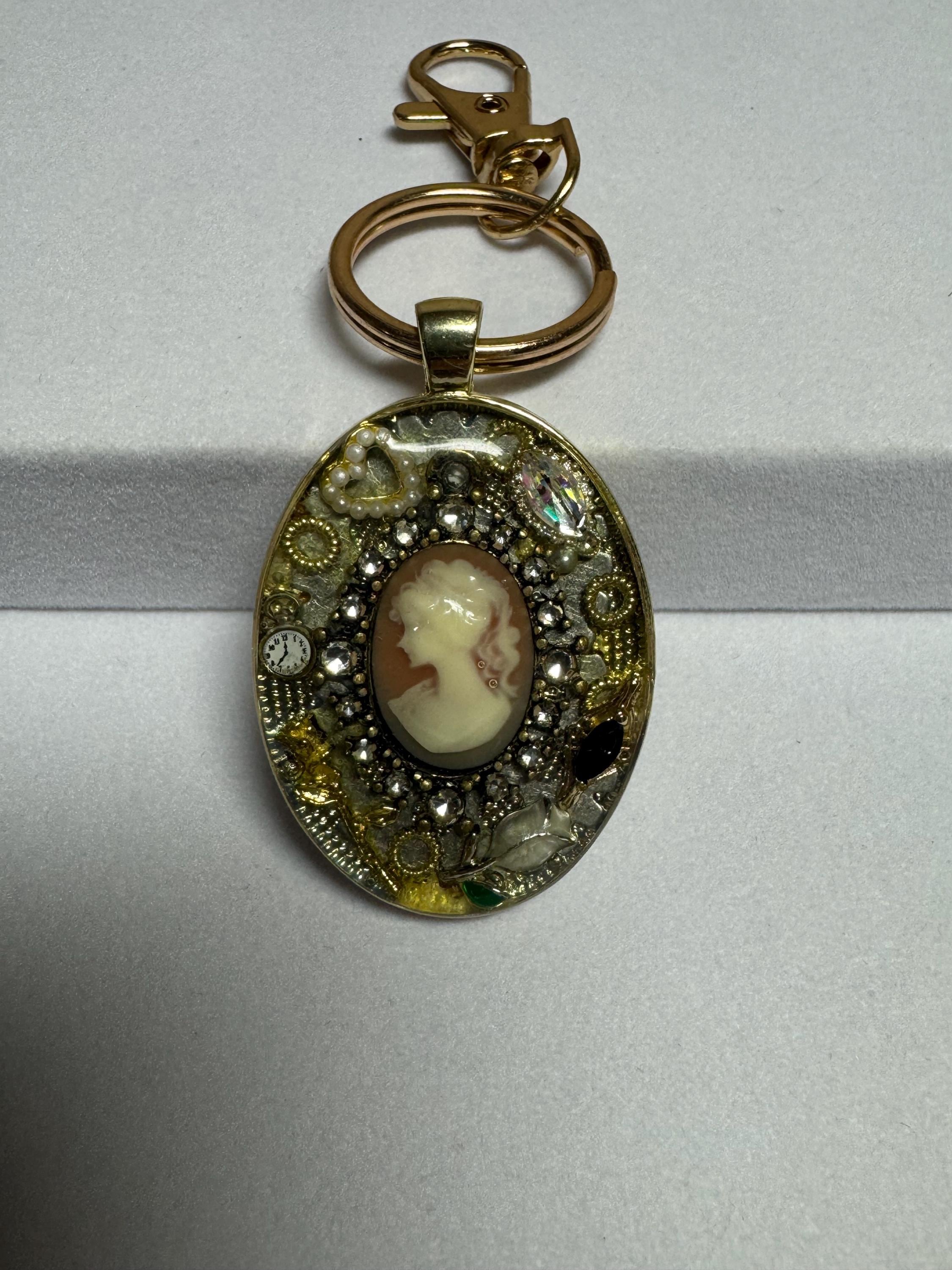 Lady Cameo Oval Keychain