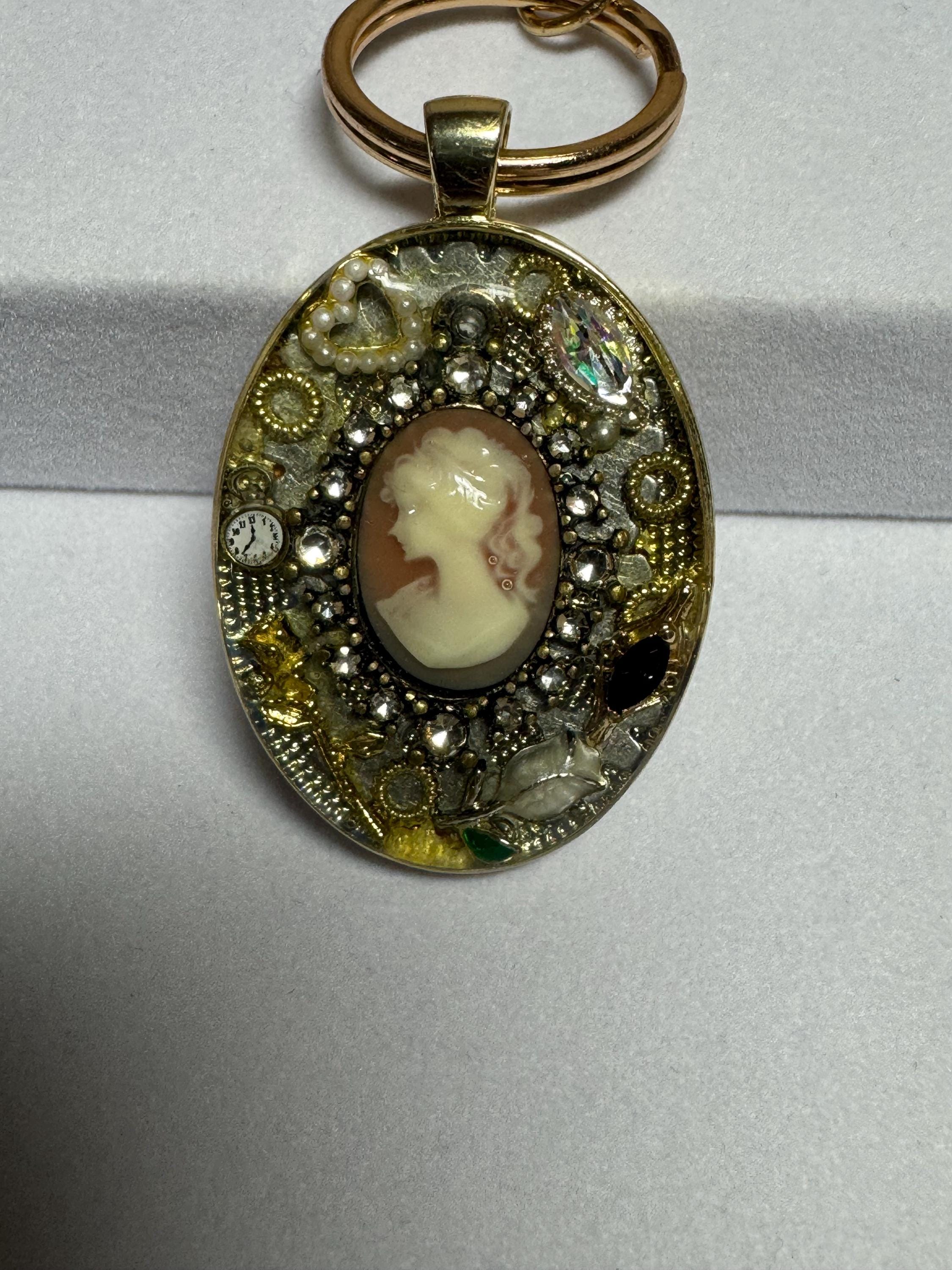 Lady Cameo Oval Keychain
