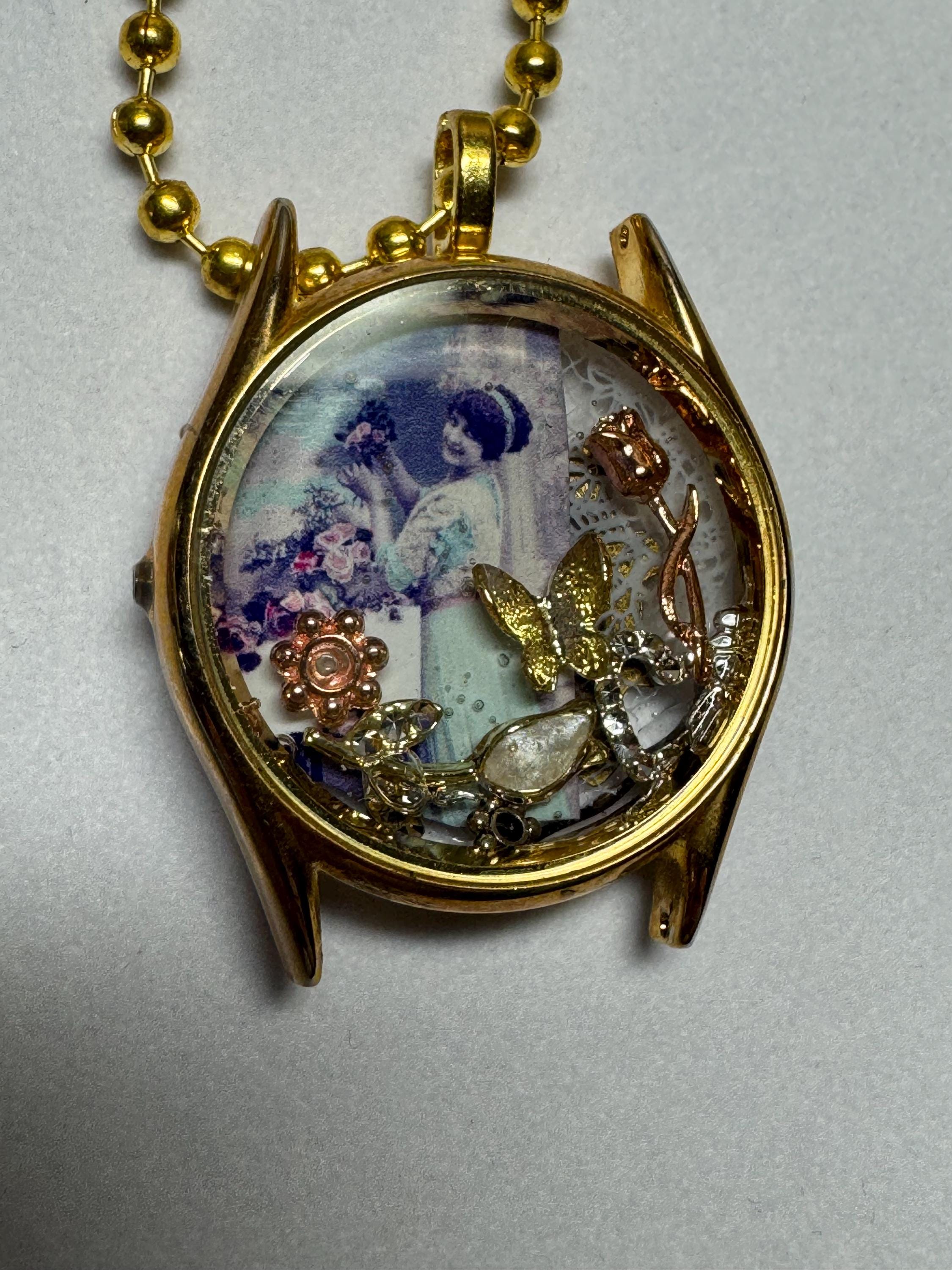 Girl in Watch Steampunk Vintage Necklace