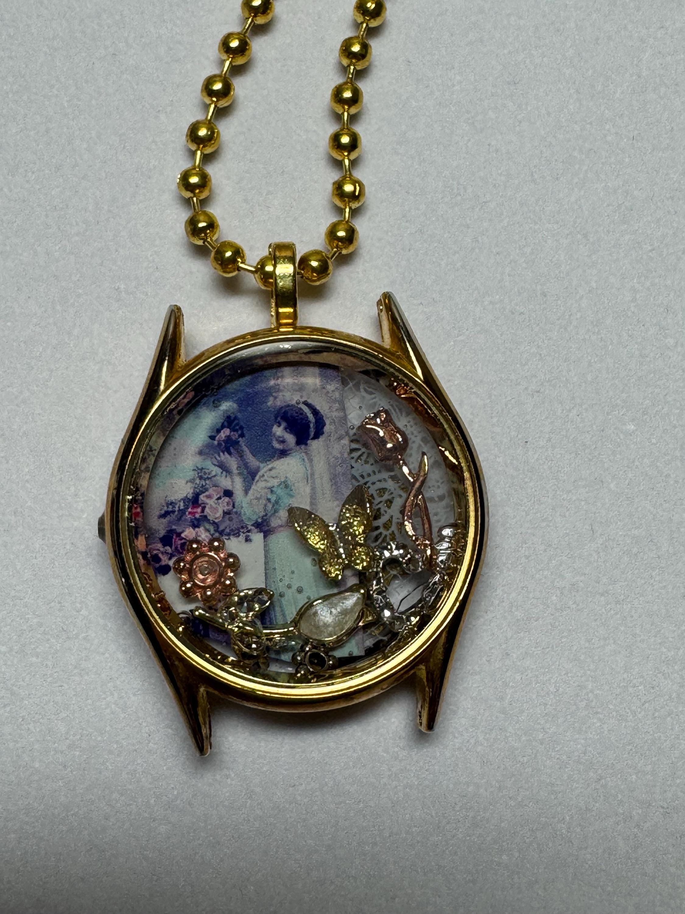 Girl in Watch Steampunk Vintage Necklace