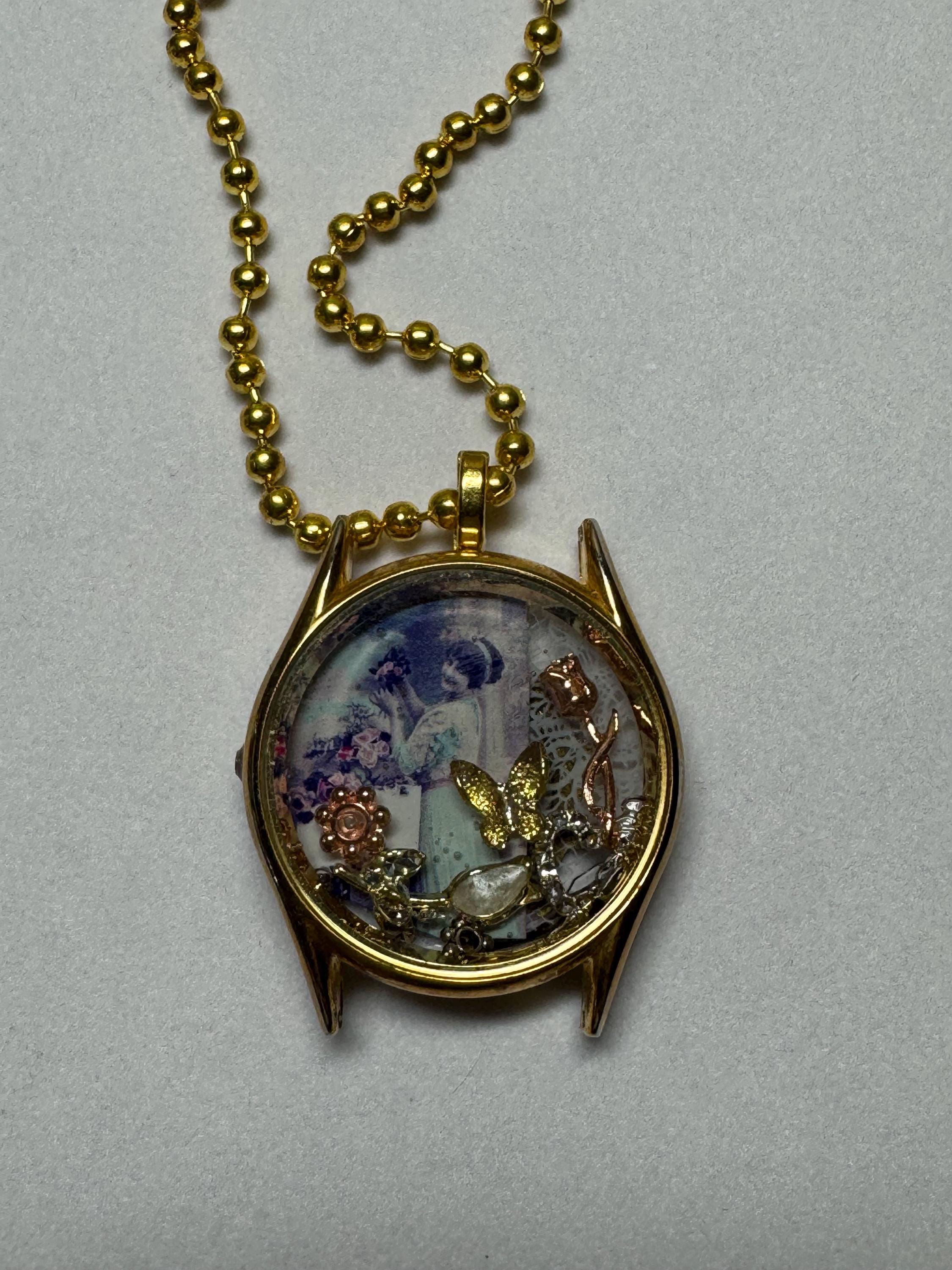 Girl in Watch Steampunk Vintage Necklace
